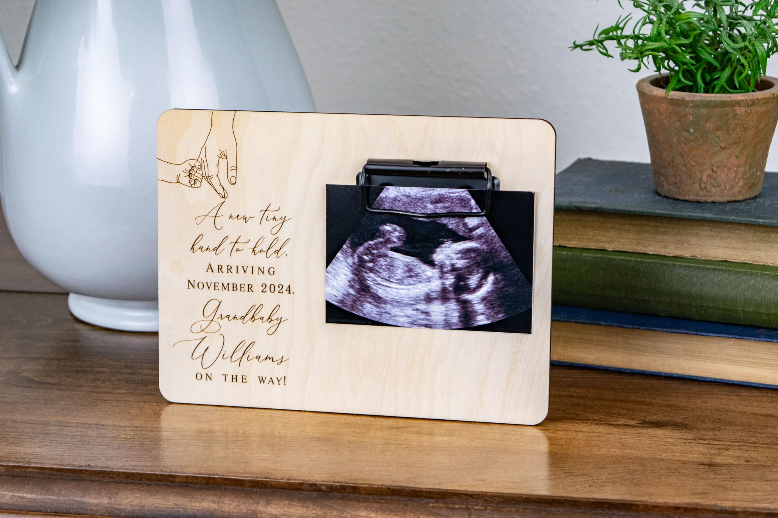 Personalized Grandbaby Announcement Picture Frame - Handmade Ultrasound Photo Frame for Grandparents, Pregnancy & Baby Announcement Gift, Holds 4