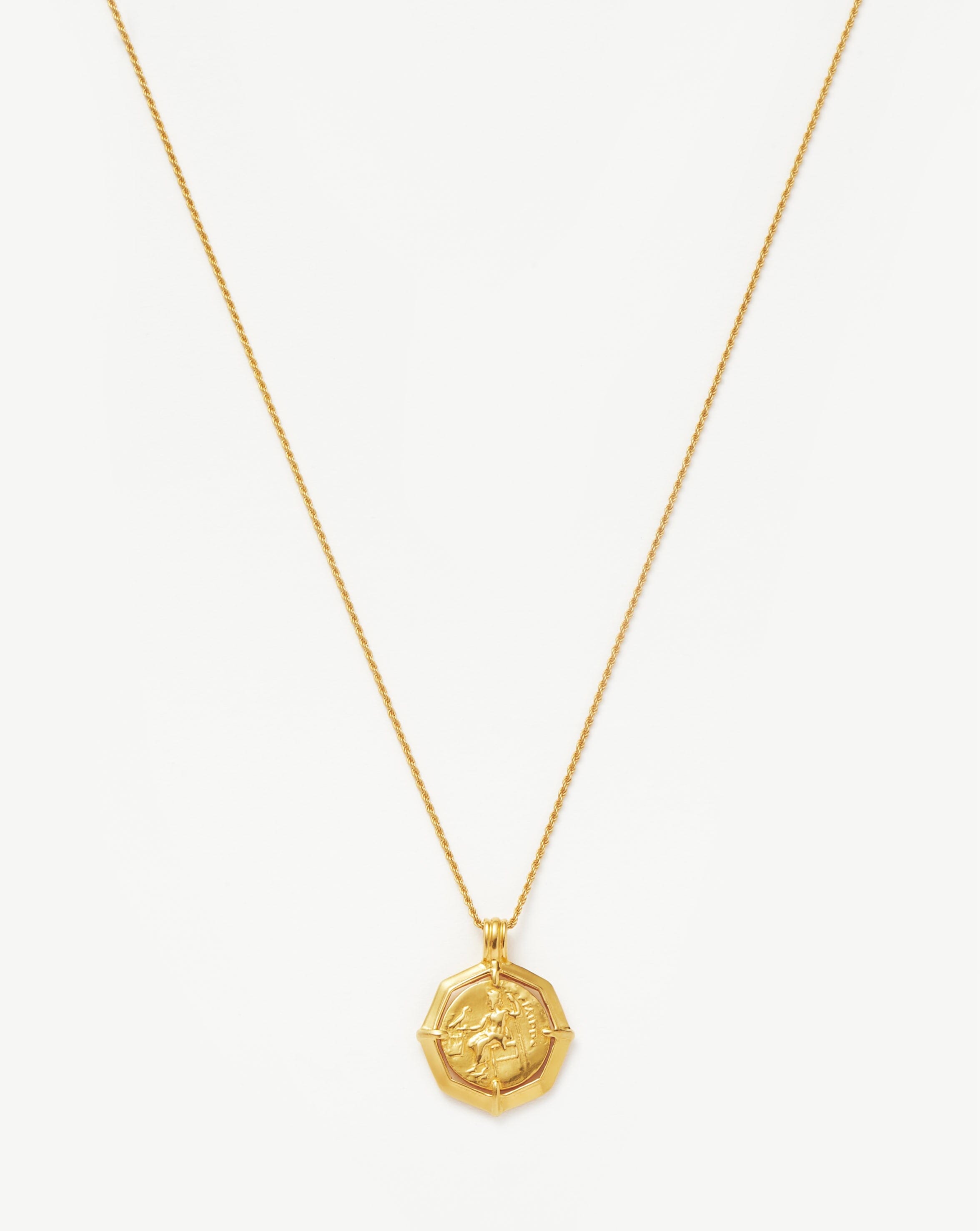 Lucy Williams Engravable Octagon Medallion Coin Necklace - 18k Gold Plated Personalized Jewelry Gift for Women | Perfect for Anniversaries, Birthdays & Special Occasions