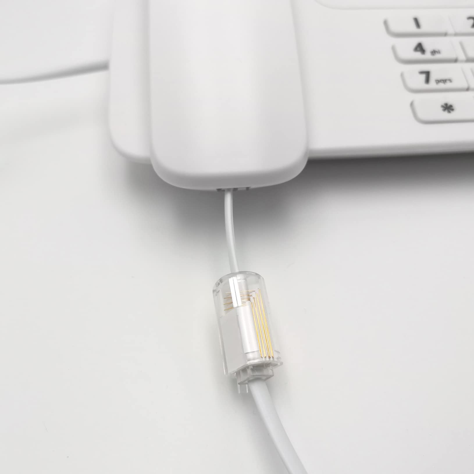 NECABLES 2+2 Pack Tangle-Free Phone Cord for Landline - Includes 2 Handset Cords & 2 Detanglers - Perfect for Office, Home & Business Desk Phones (White) - Stay Organized with No Messy Wires