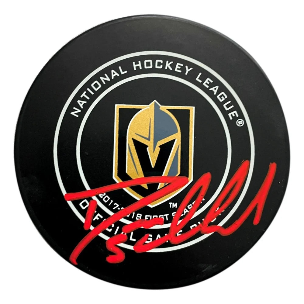 Deryk Engelland Autographed Vegas Golden Knights Inaugural Season Hockey Puck with COA - Perfect for NHL Collectors, Hockey Fans & Sports Memorabilia Displays