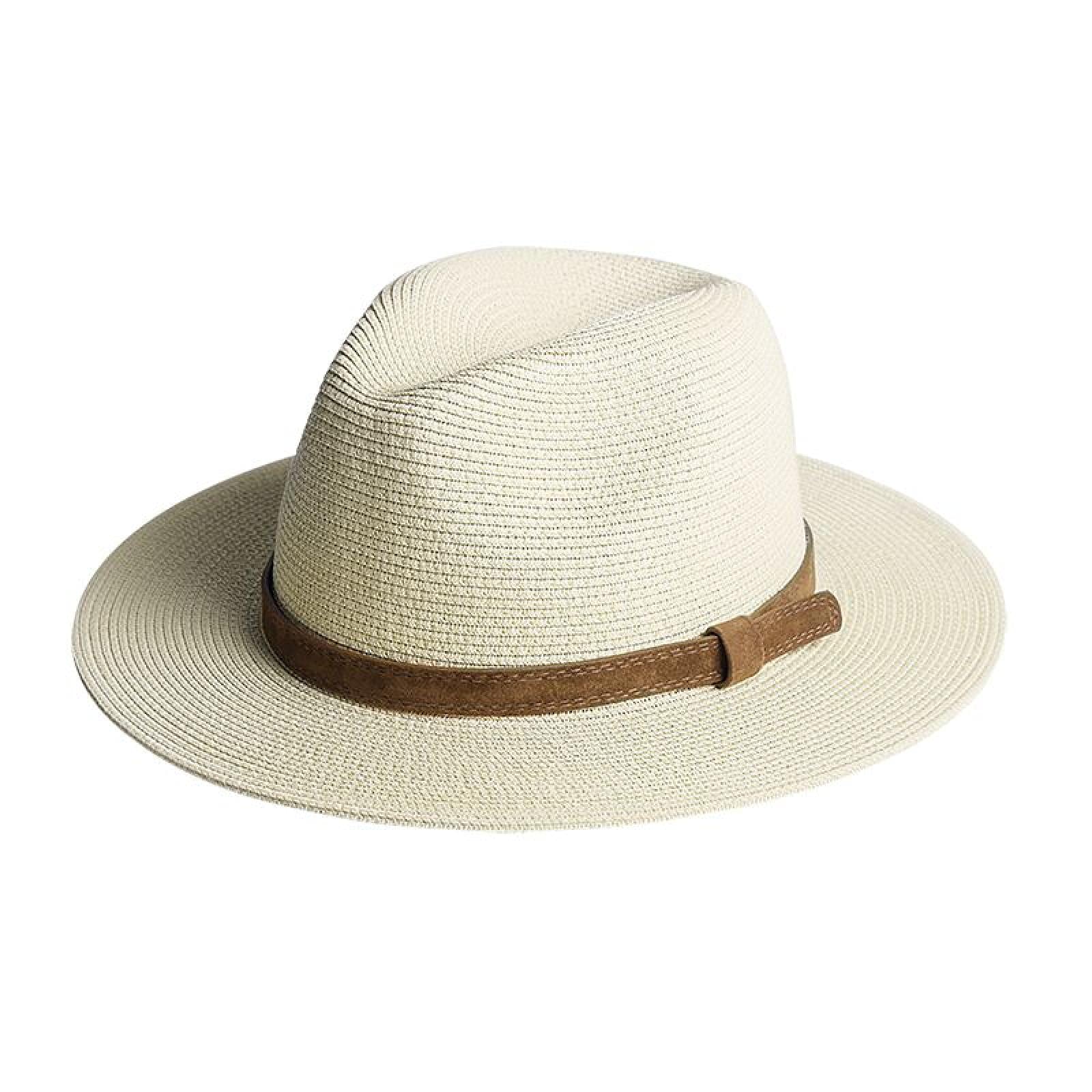 Stylish Unisex Panama Straw Hat for Women & Men - Wide Brim Summer Fedora for Beach, Travel & Outdoor Activities - Breathable Sun Protection Hat - Jazz Hat for Vacation & Fashion (Beige, M)