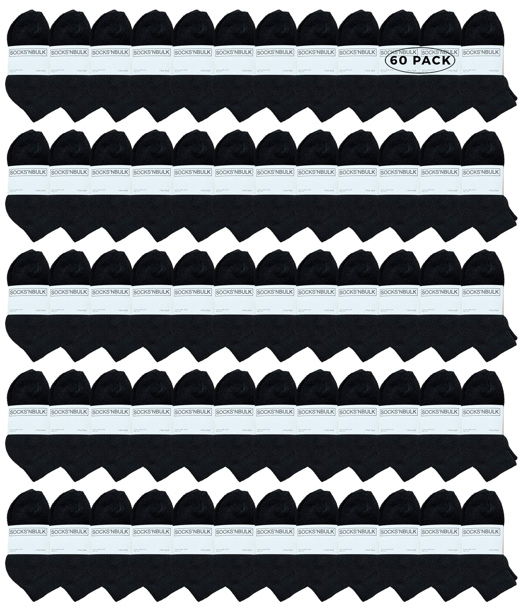 Wholesale Bulk Pack of 60 Pairs Kids Ankle Athletic Sports Socks by Yacht & Smith - Perfect for School, Soccer, Basketball & Daily Wear - SOCKS'NBULK