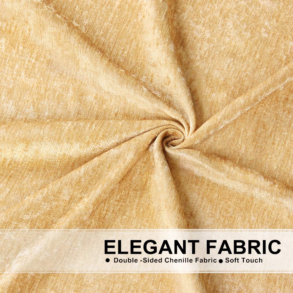 ELKCA Luxury Double-Sided Chenille Window Curtains - Gold Room Drapes for Living Room & Bedroom, Rod Pocket Design, 52x96 Inches (2 Panels) - Perfect for Home Decor, Privacy & Light Control