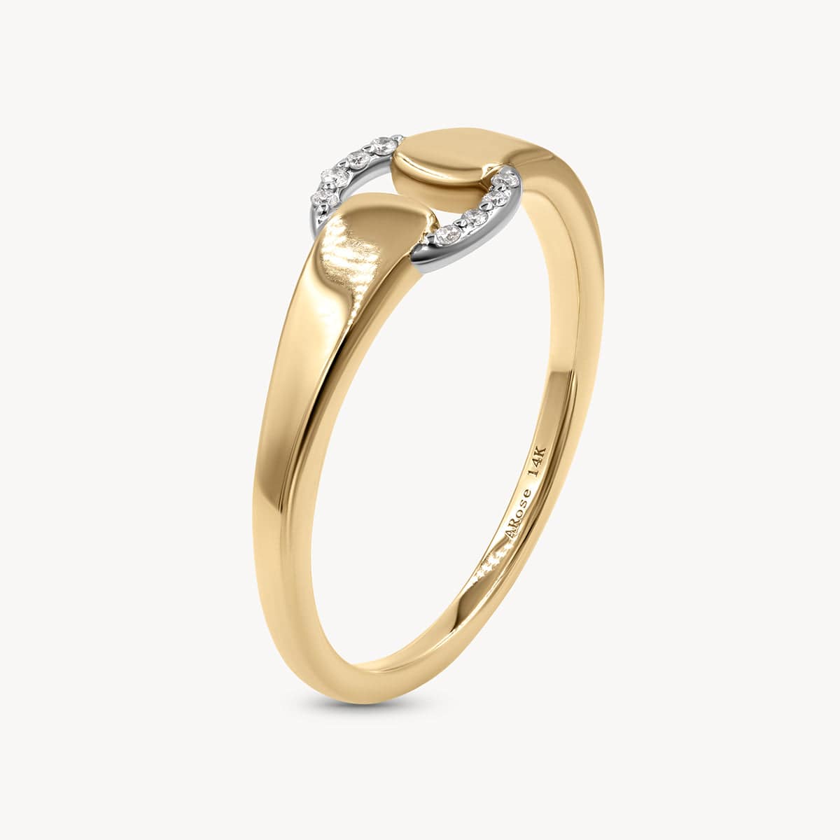 Two Tone Diamond Buckle Ring for Women - Elegant Stackable Jewelry Gift for Valentine's Day, Anniversary & Special Occasions