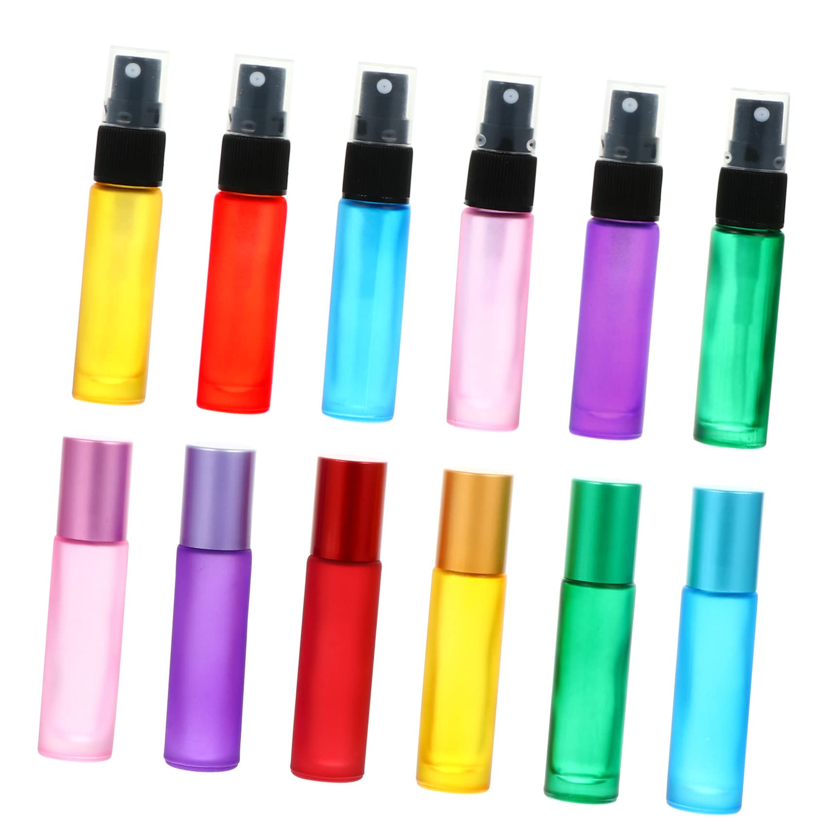 **Healeved 12-Piece Colored Glass Roller Ball Bottle Set – Travel-Sized Essential Oil Spray Bottles with Lids for Toiletries, Aromatherapy & DIY Skincare – Perfect for On-the-Go, Home & Spa Use**