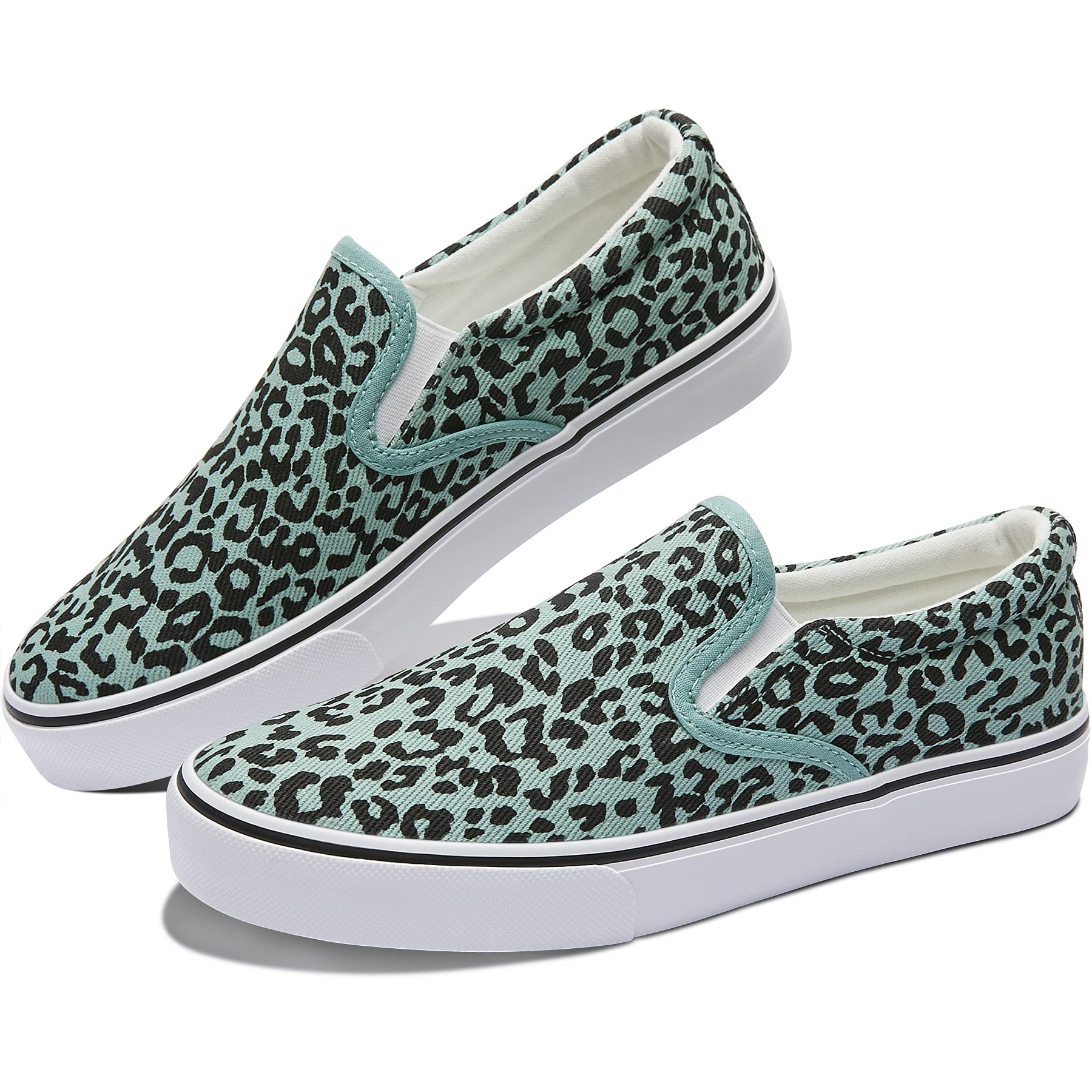 Obtaom Women's White Sneakers & Black Slip-On Shoes - Low Top Canvas Loafers for Casual Wear, Walking & Everyday Comfort
