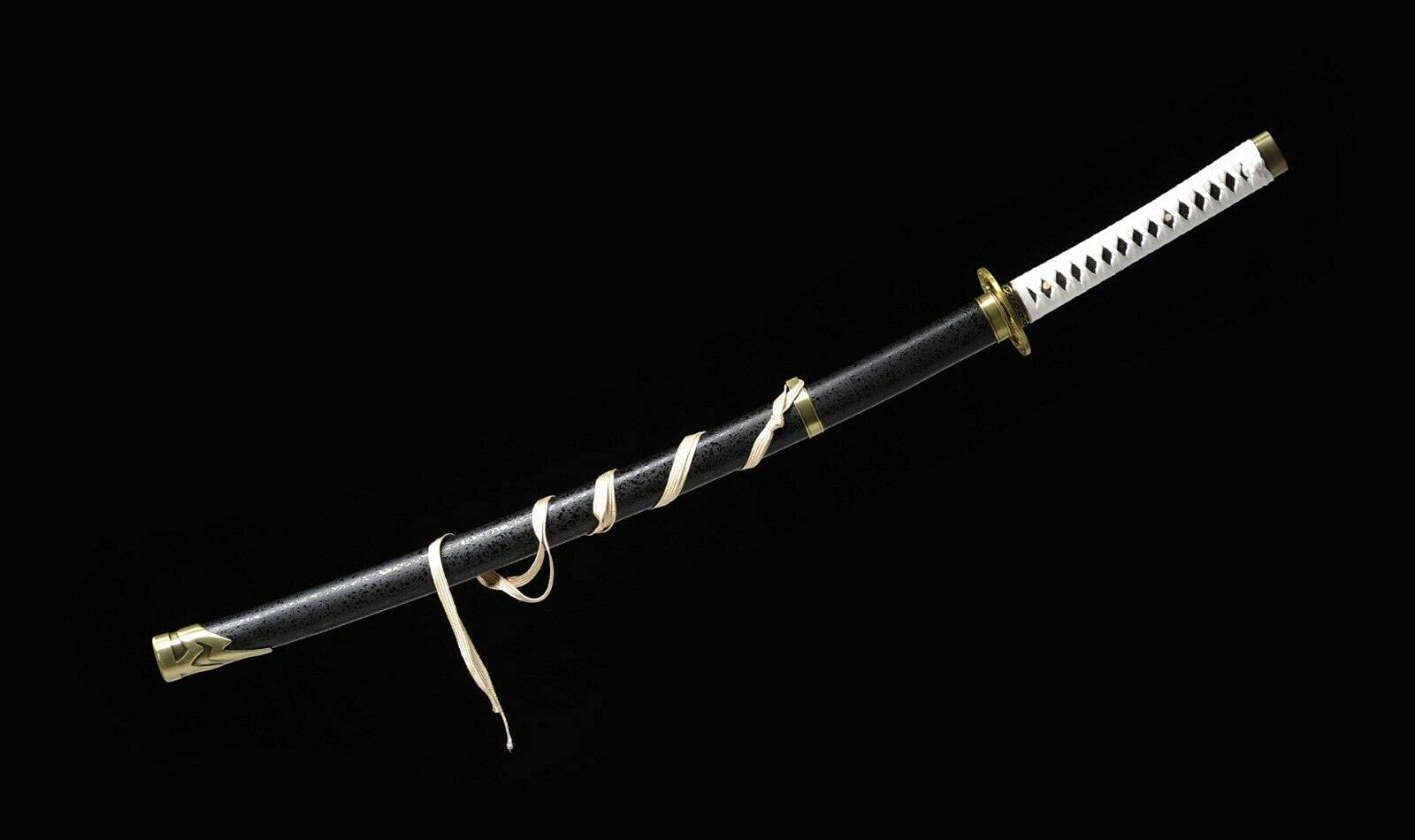 Authentic Japanese Samurai Katana Sword - Handcrafted T-10 High Carbon Steel Clay Tempered Blade with Mirror Polish - Perfect for Martial Arts Training, Cosplay & Collectors Display