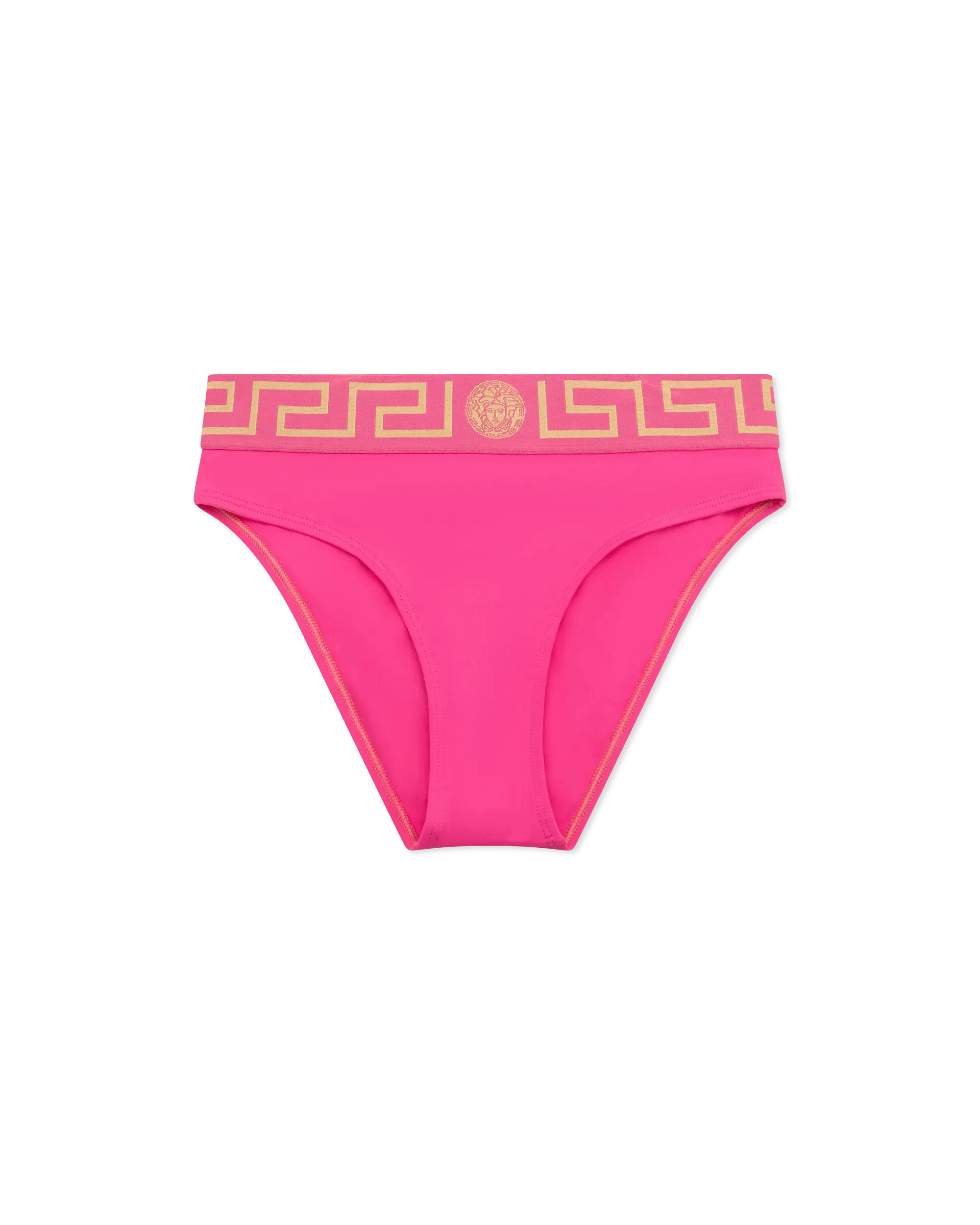 Greek Key Print High Waisted Bikini Bottoms - Vintage Inspired Swimwear for Women, Perfect for Beach Vacations & Pool Parties