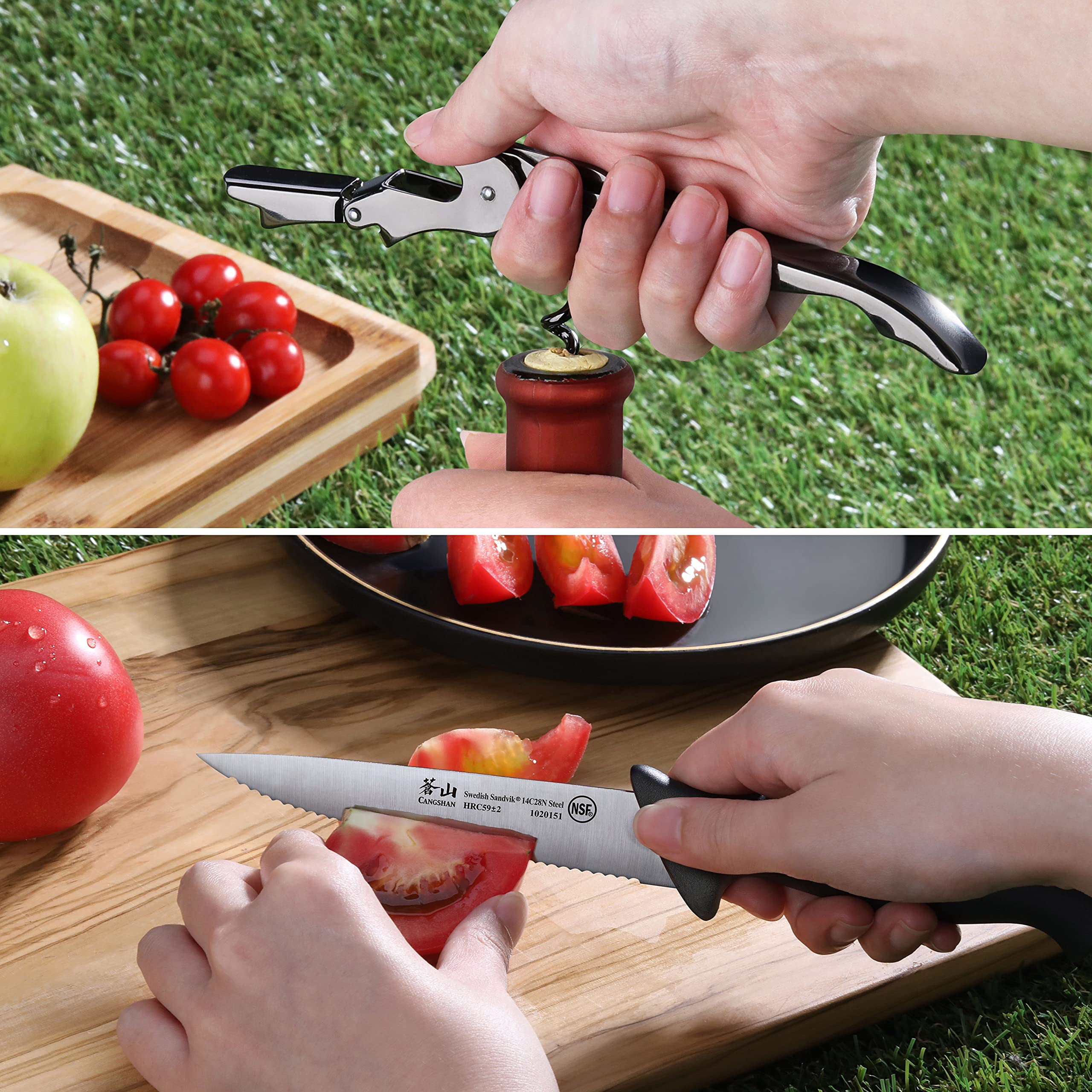 Cangshan Horizon Series 7-Piece Travel Knife Set with Swedish 14C28N Steel - Perfect for Camping, Outdoor Cooking & Professional Chefs on the Go