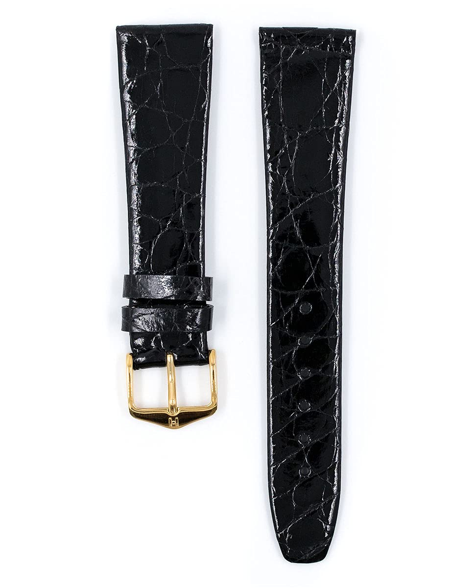 Hirsch Prestige Genuine Crocodile Leather Watch Band - Luxury Brown, Golden Brown, Burgundy & Black Straps for Men | Perfect for Dress Watches, Business Attire & Formal Occasions