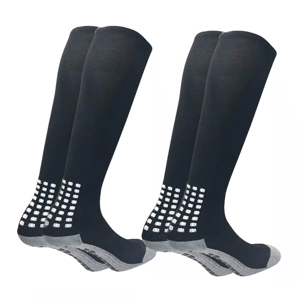 Breathable Non-Slip Soccer Socks 2 Pairs - Knee High Sports Socks for Men & Women - Perfect for Football, Running & Team Training
