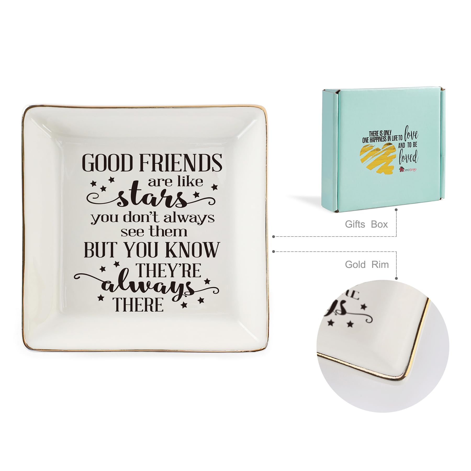 Ceramic Ring Dish Jewelry Tray - Elegant Home Decor Gift for Women, Mom, Sister & Friends | Perfect for Bathroom, Bedroom, Vanity & Entryway Organization