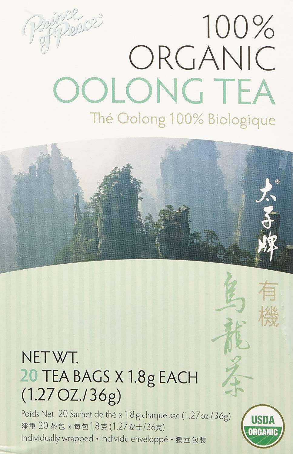 Prince of Peace Organic Oolong Tea, 4 Pack (20 Tea Bags Each) - 100% Organic Black Tea - Unsweetened & Low Caffeine - Healthy Herbal Tea Alternative to Coffee - Perfect for Morning Boost, Afternoon Relaxation & Evening Wellness