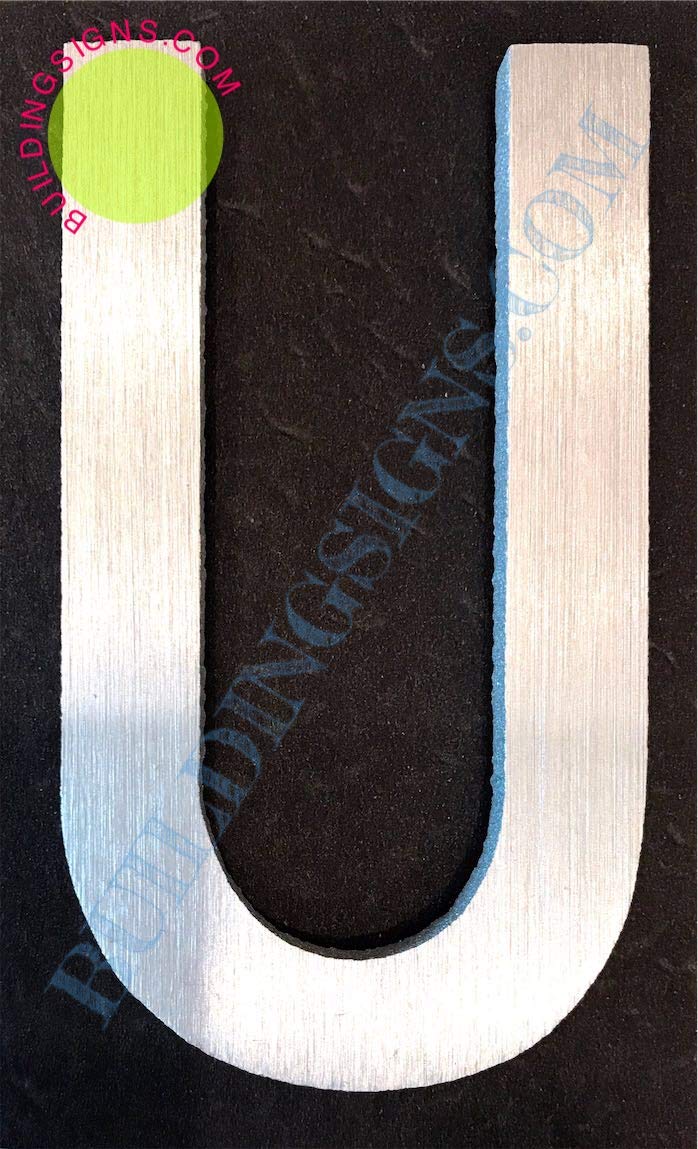 2.75 Inch Aluminum Letter U Sign - Brush Silver Finish, Double Sided Tape, Rust Free - Elegant Door Number Art for Home Decor & Office Signage