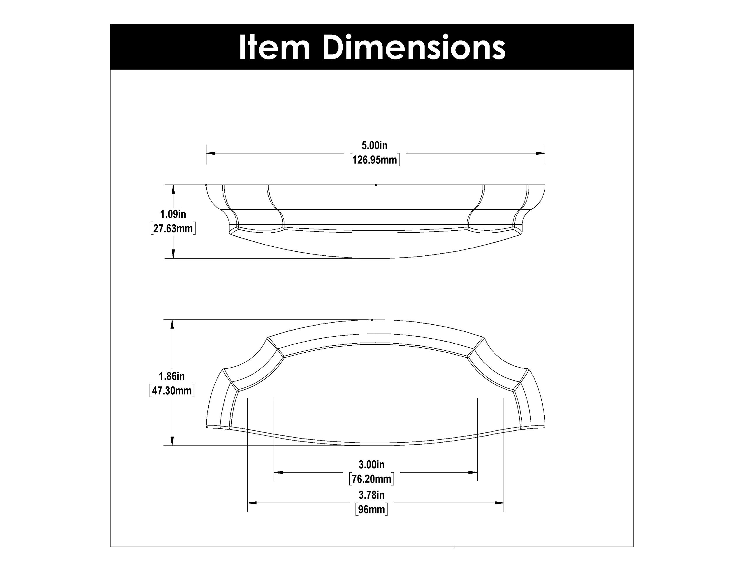 Premium Hickory Solid Core Kitchen Cabinet Pulls - Luxury Satin Nickel Cabinet Handles for Doors & Dresser Drawers - 3