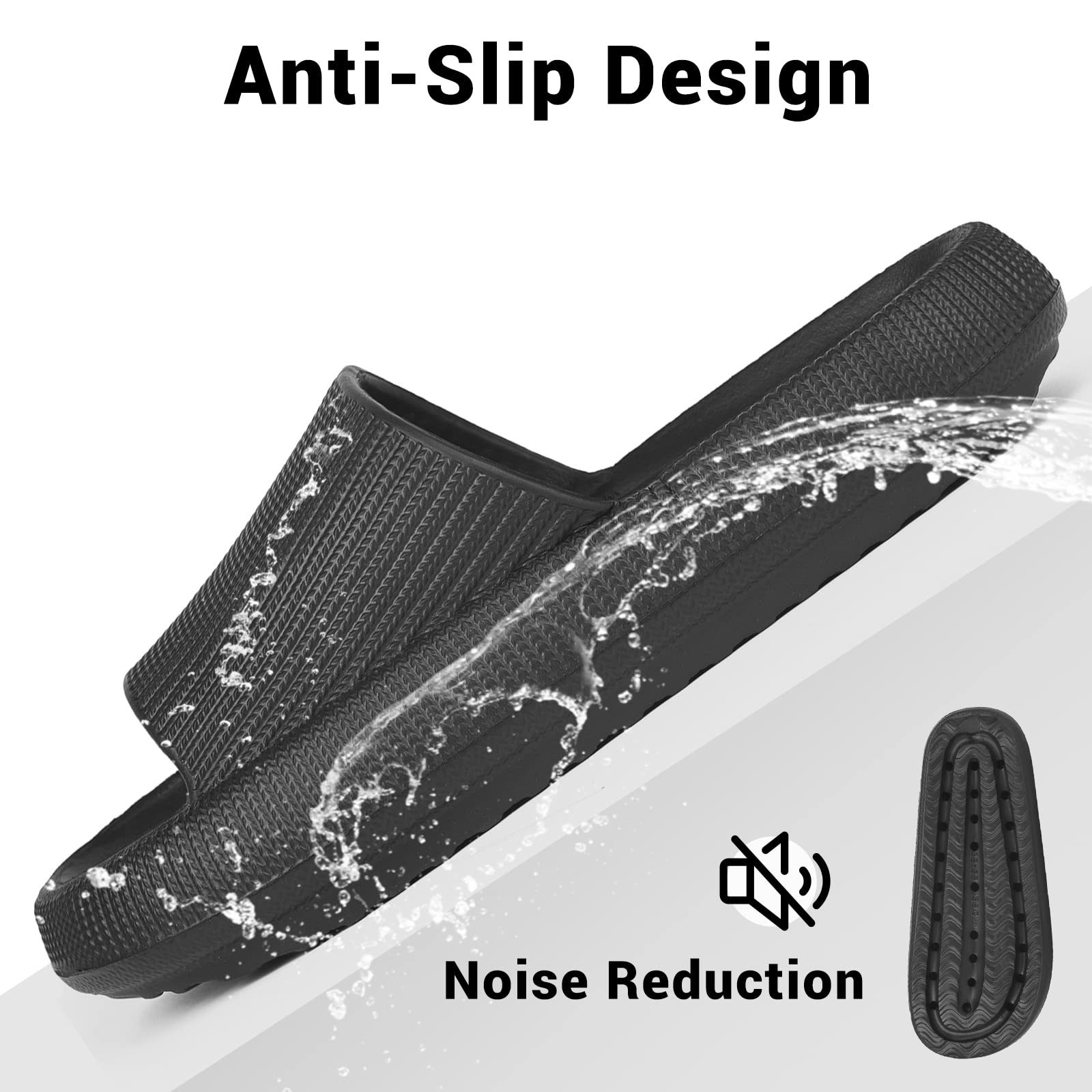 **VONMAY Cloud Slides for Men & Women - Quick-Drying, Non-Slip Shower Sandals with Cushioned Thick Sole - Comfortable & Supportive for Indoor, Outdoor, Pool & Beach Use**