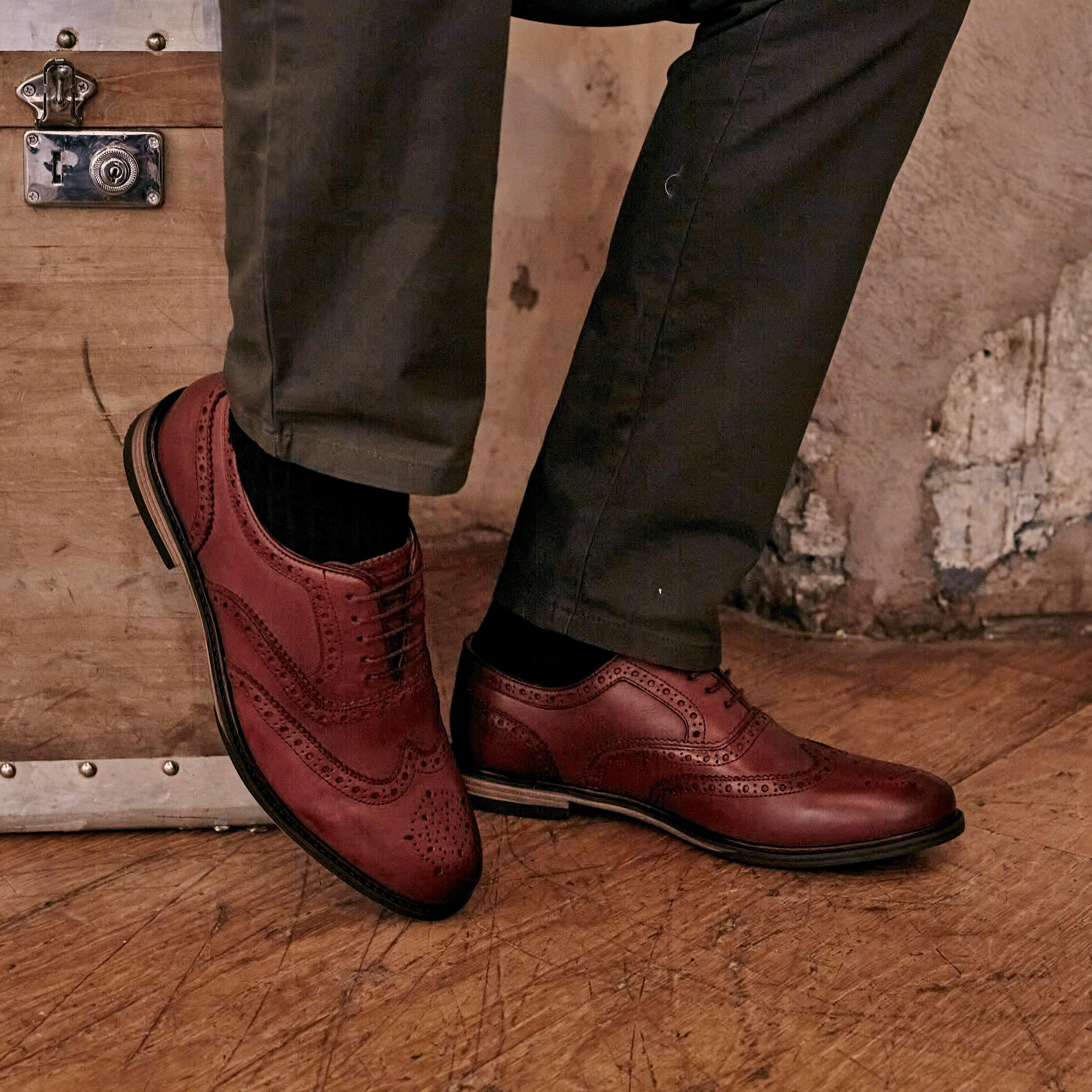 SHIREBURN Genuine Leather Oxford Shoes in Oxblood Red - Perfect for Business, Formal Events & Office Wear