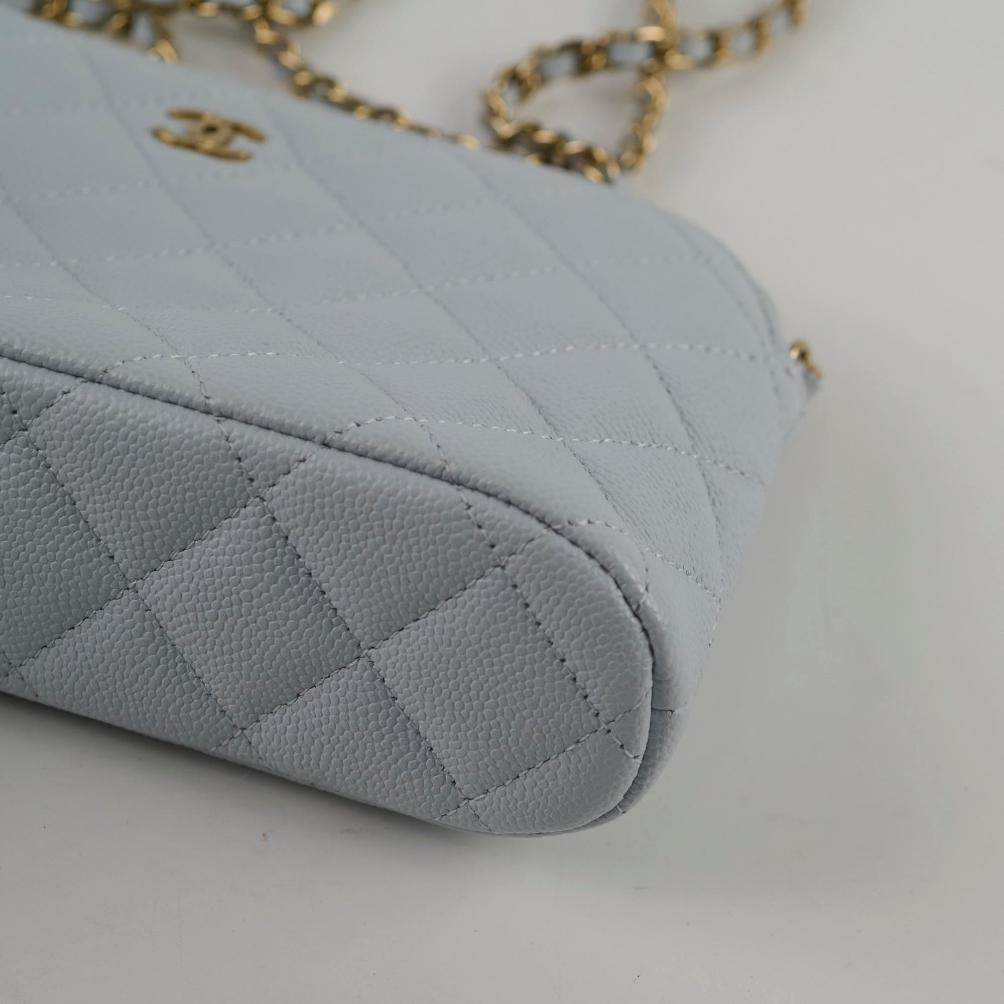Chanel Caviar Leather Mini Crossbody Bag in Light Blue - Authentic with Microchip - Perfect for Everyday Use, Travel & Special Occasions