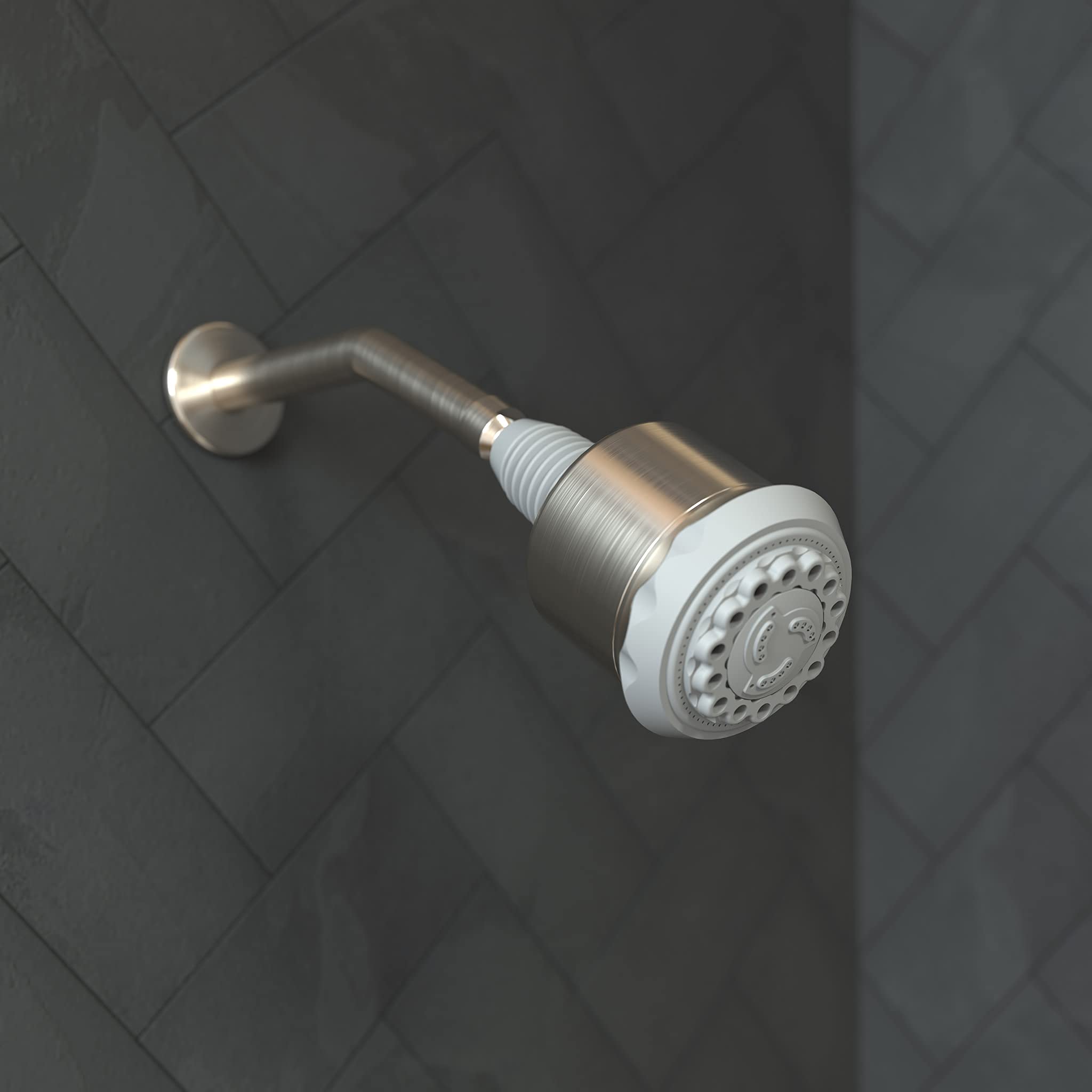 Hansgrohe Clubmaster 4-Inch Showerhead - Easy Clean & Install, 3-Spray Settings (Full, Pulsating Massage, Soft) with QuickClean Technology in Brushed Nickel (Model 28496821) - Perfect for Modern Bathrooms & Spa-Like Showers