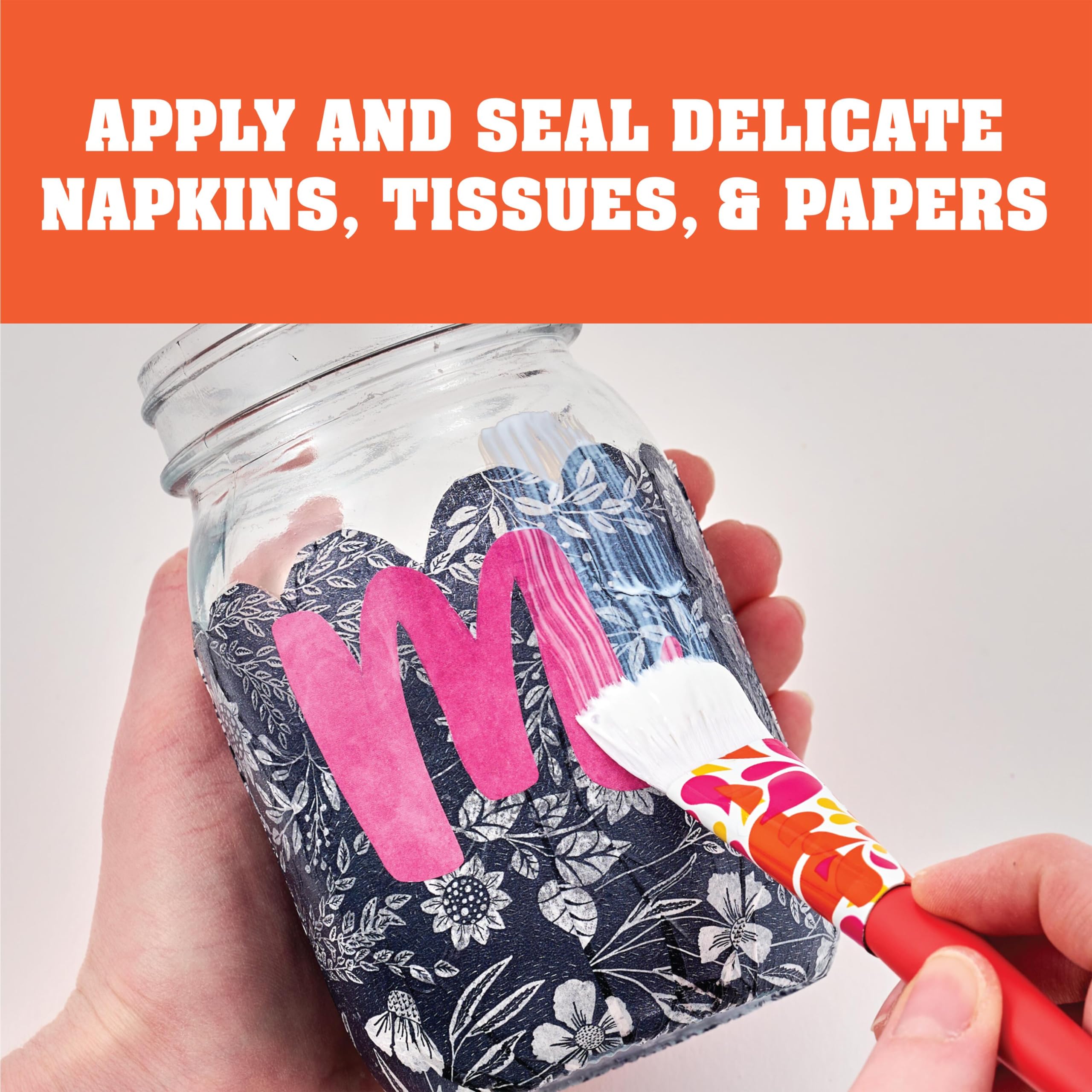 Mod Podge Dishwasher Safe Decoupage Glue Kit - 3 Soft Bristle Brushes Included for DIY Arts & Crafts, Scrapbooking, Home Decor Projects - Waterproof & Durable for Mugs, Plates, Glass & Ceramic Surfaces