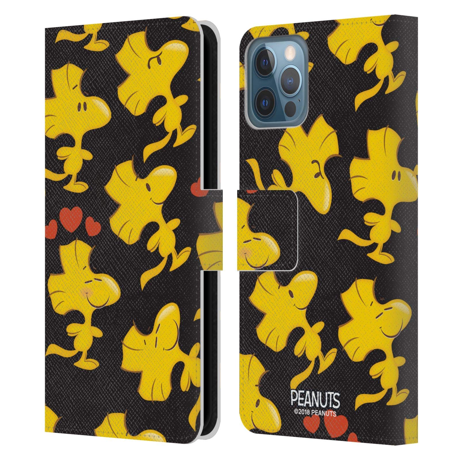 Head Case Designs Peanuts Woodstock Leather Book Wallet Case for iPhone 12/12 Pro - Officially Licensed Protective Cover with Character Patterns for Work & Travel