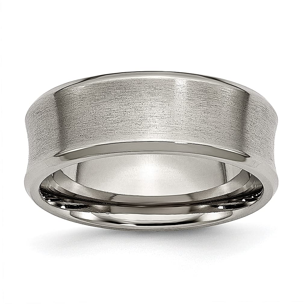Titanium Brushed Concave 8mm Beveled Edge Wedding Band Ring for Women - Classic Fashion Jewelry Gift for Her - Perfect for Anniversaries, Engagements & Special Occasions