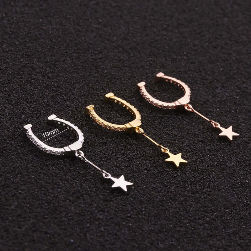 Dangle Star No Piercing Conch Ear Cuff - Trendy Cartilage Earring for Women | Perfect for Everyday Wear, Parties & Special Occasions