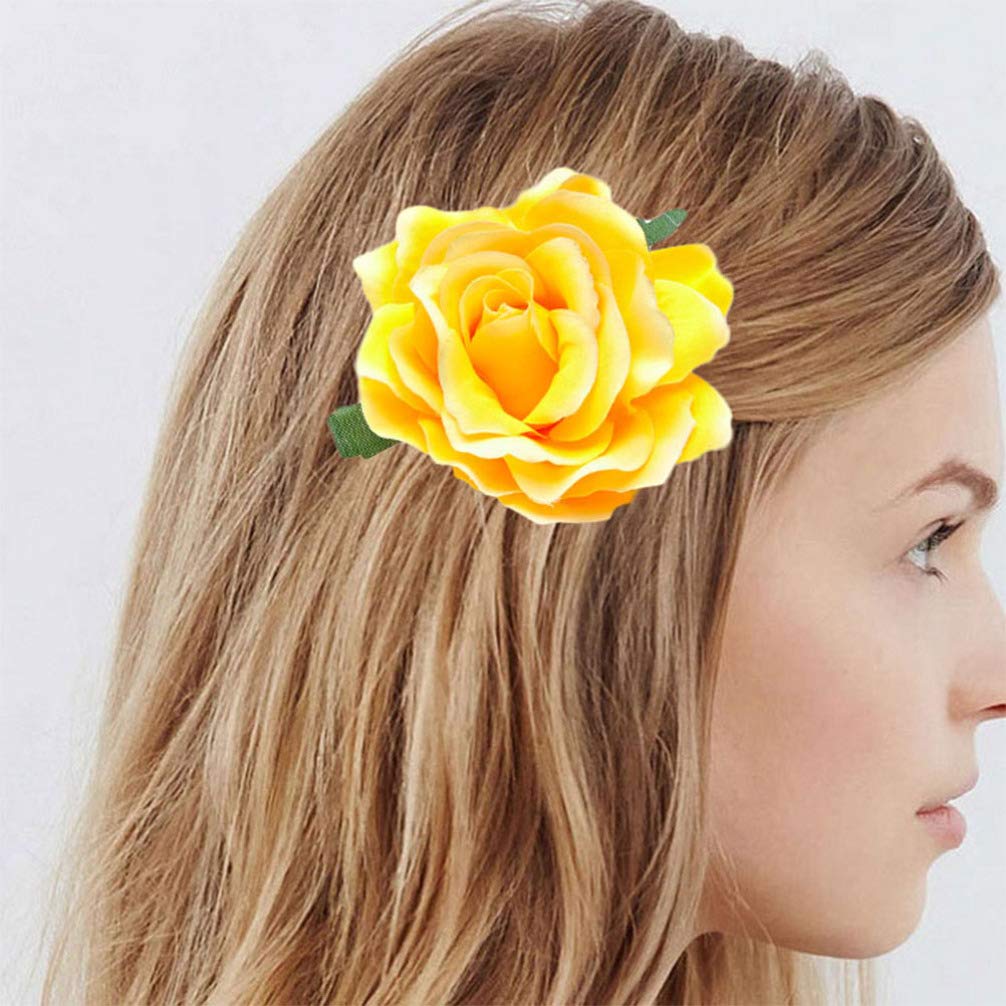 5pcs Bohemian Rose Hair Clips for Women - Red Flower Hair Pins, Floral Hair Accessories for Girls, Perfect for Weddings, Parties & Everyday Styling
