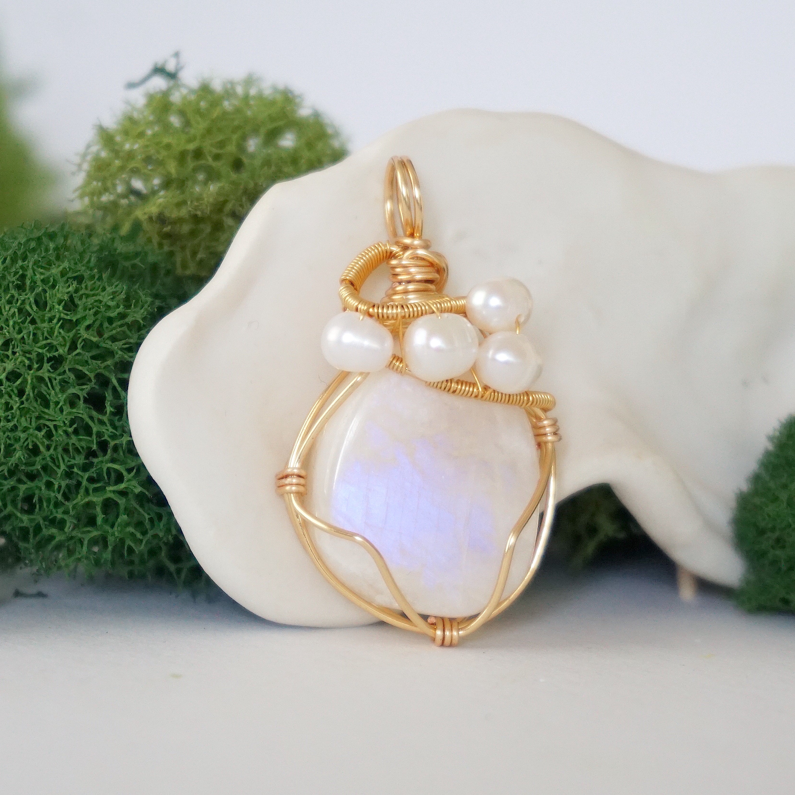 Moonstone and Pearl Necklace - 14K Gold Plated Elegant Jewelry for Women, Perfect for Weddings, Parties & Special Occasions