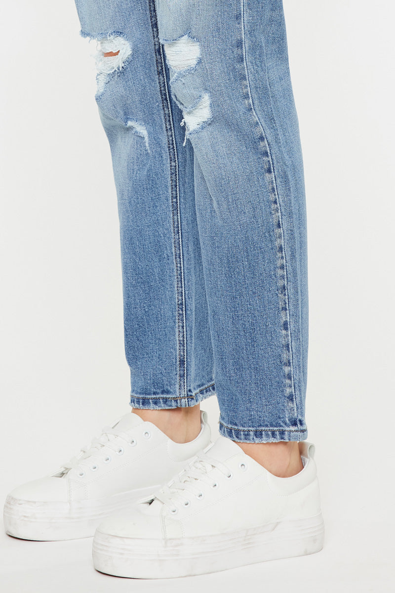 Devika Mid Rise Boyfriend Jeans for Women - Comfortable Stretch Denim Pants with Relaxed Fit - Perfect for Casual Outings, Work and Weekend Wear