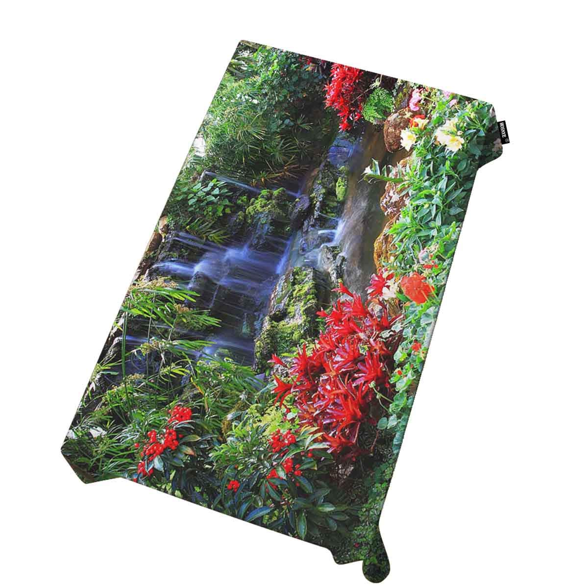 HOSNYE 60 x 90 Inch Waterproof Rectangle Tablecloth - Orchid Scenery Green Spring Design for Indoor/Outdoor Dining, Kitchen, Buffet & Garden Decor | Perfect for Parties, Picnics & Holiday Gatherings