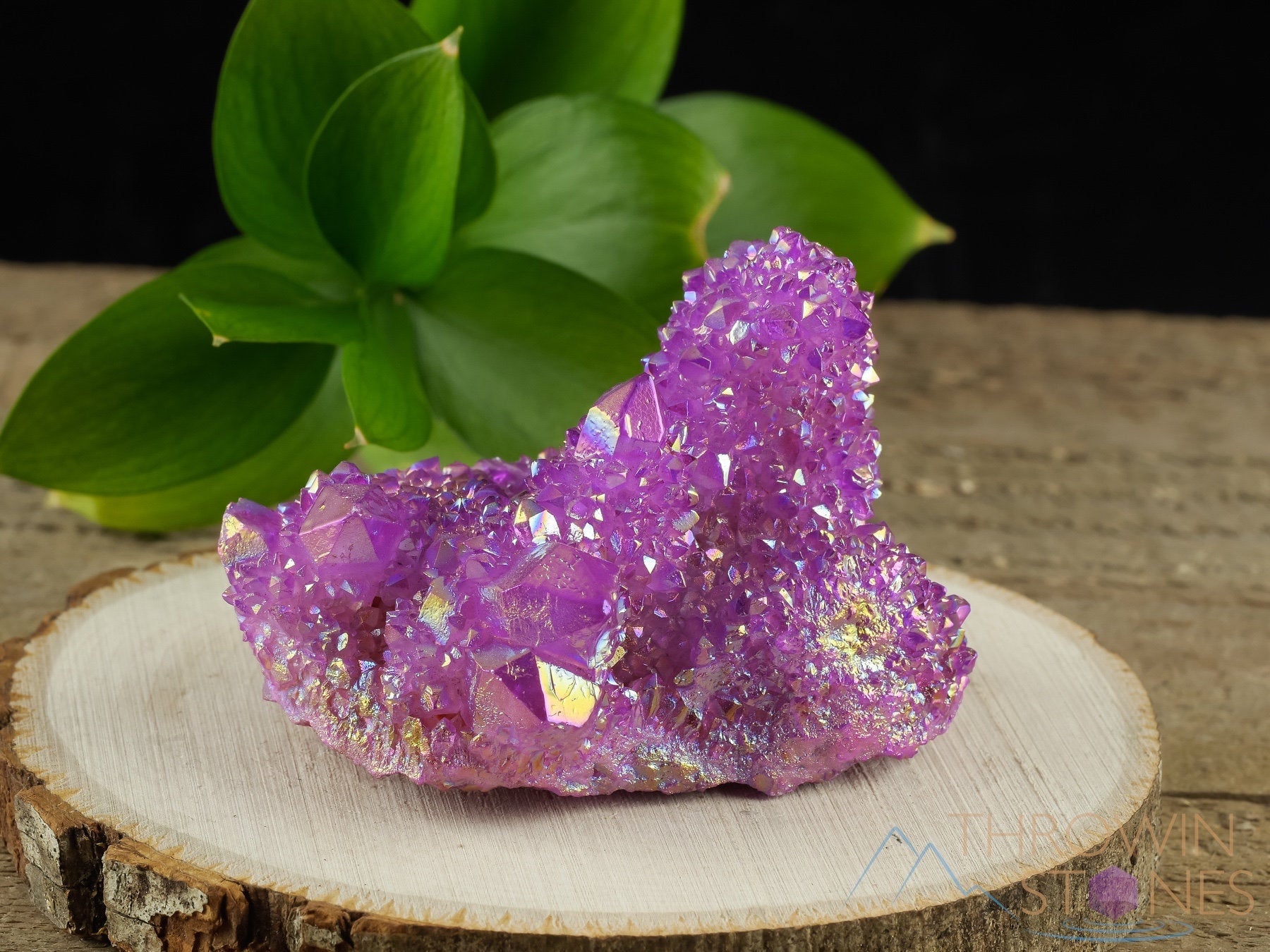 Natural Aura Ruby Pink Rainbow Quartz Crystal Cluster - Metaphysical Healing Stone, Spirit Quartz for Meditation & Energy Work - Home Decor, Gift Idea (R0610)