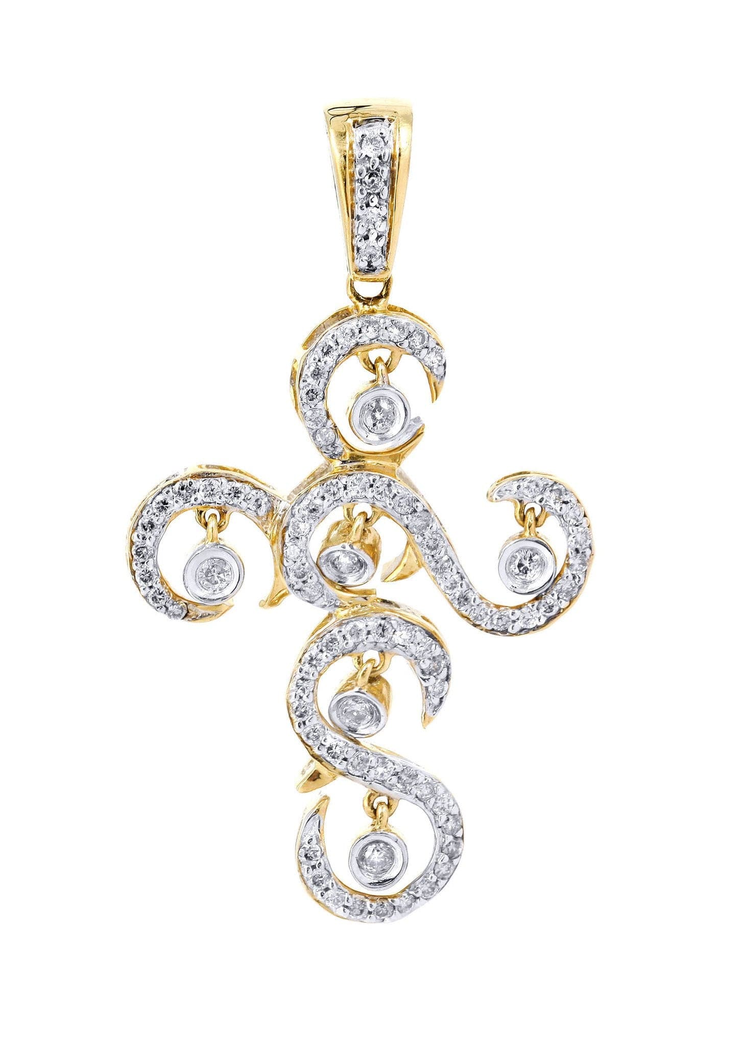 0.51 Carat Diamond Cross Pendant Necklace - 3.42 Grams 14K Gold Religious Jewelry for Women - Perfect for Baptism, First Communion & Gift Giving