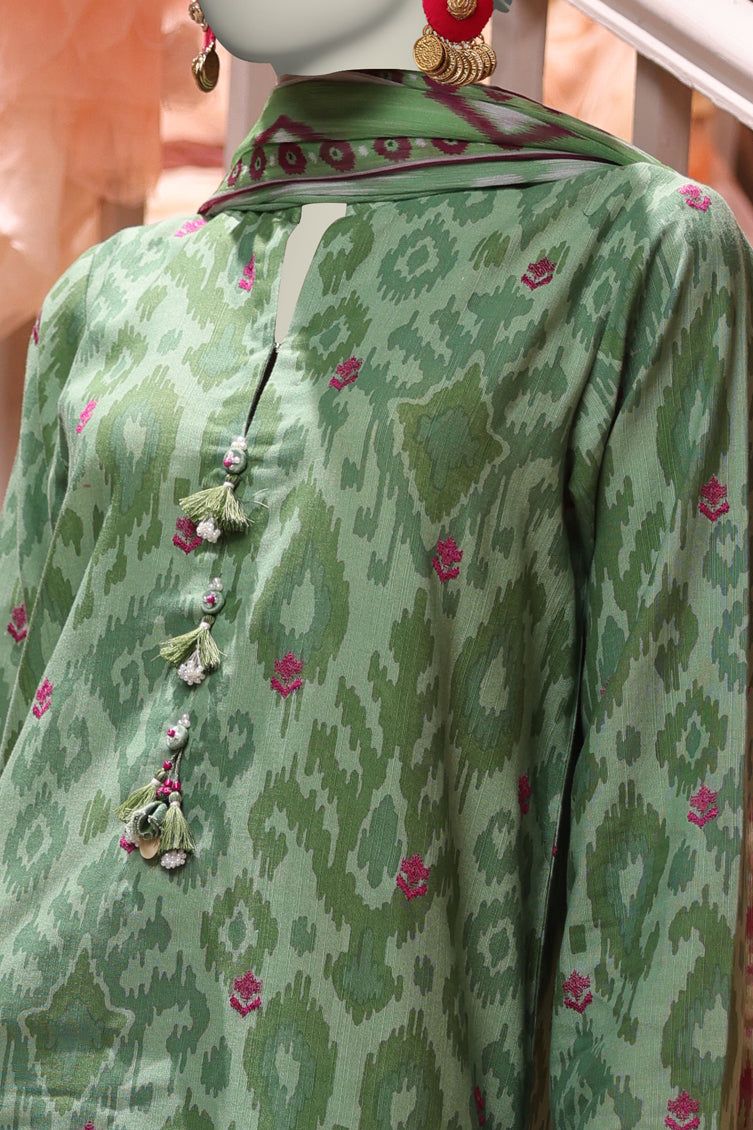 Premium Cambric Green Stitched Suit by J. Junaid Jamshed | Formal Wear for Men | Perfect for Weddings, Office & Special Occasions