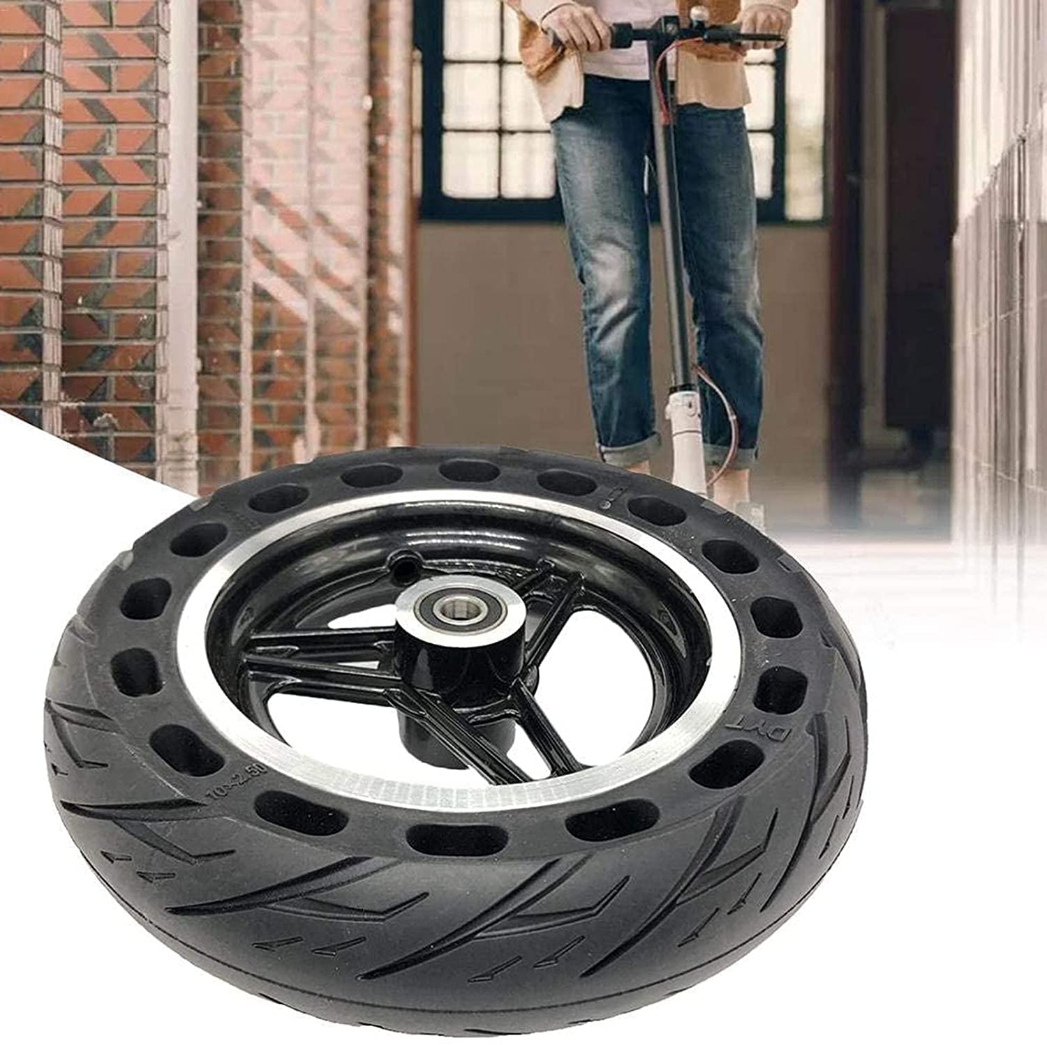 10 Inch Electric Scooter Tires - Durable Solid Rubber Front/Rear Replacement Wheels for Electric Skateboards & Scooters - Perfect for Commuting, Off-Roading & Urban Riding
