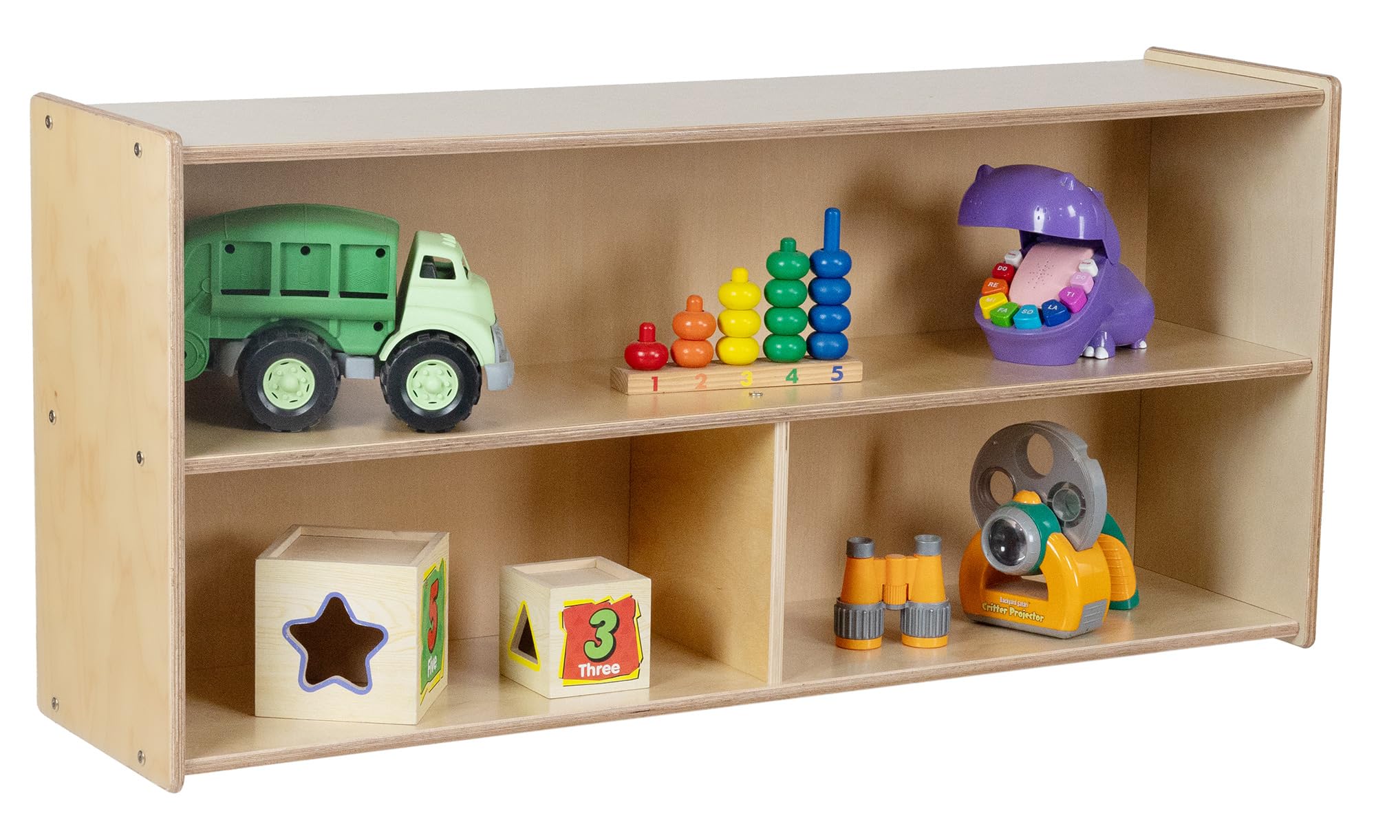 2-Shelf Kids Bookshelf & Toy Storage Organizer - 3-Section Montessori Shelves for Home & Classroom Organization | Perfect for Nursery, Playroom & Preschool Storage Solutions