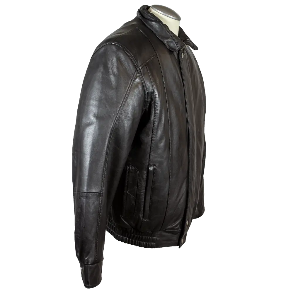 BOL Men's Double Pocket Genuine Leather Bomber Jacket - Stylish & Durable Outerwear for Casual Wear & Motorcycle Riding