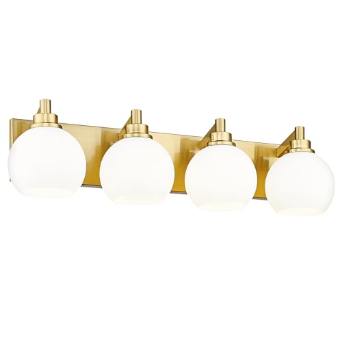 Gold & Milk Glass, 4 Light