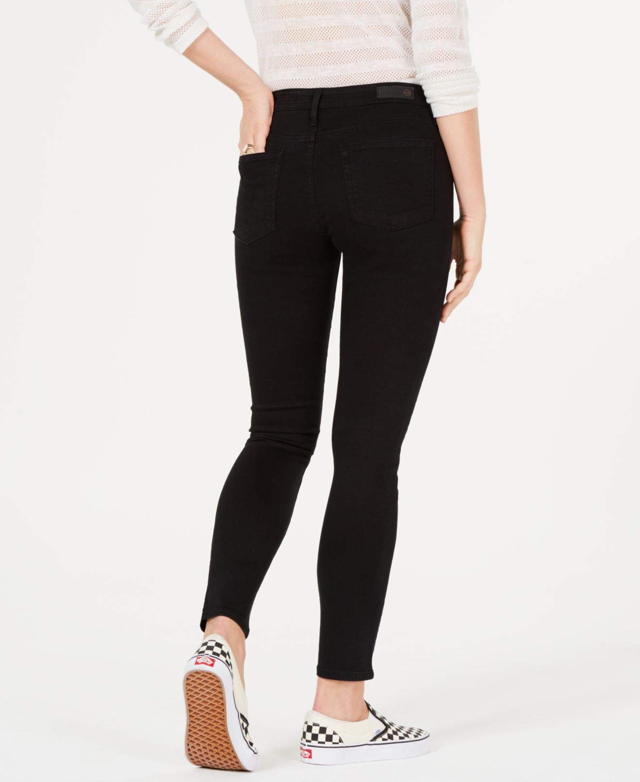 Adriano Goldschmied Women's Farrah Destroyed High Rise Skinny Crop Jeans - Black Size 31 | Distressed Denim Pants for Casual Outfits, Streetwear & Everyday Wear