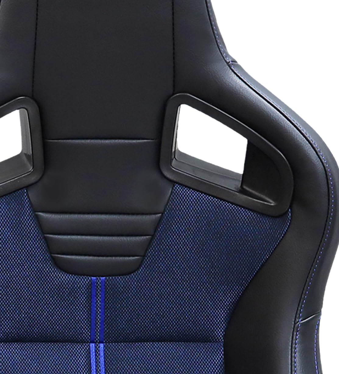 Universal V2 Series Racing Bucket Seats - Black PVC Leather & Blue Mesh Fabric, Reclinable with Double Slider (Seat Brackets Not Included) - Perfect for Sports Cars, Drifting & Track Racing