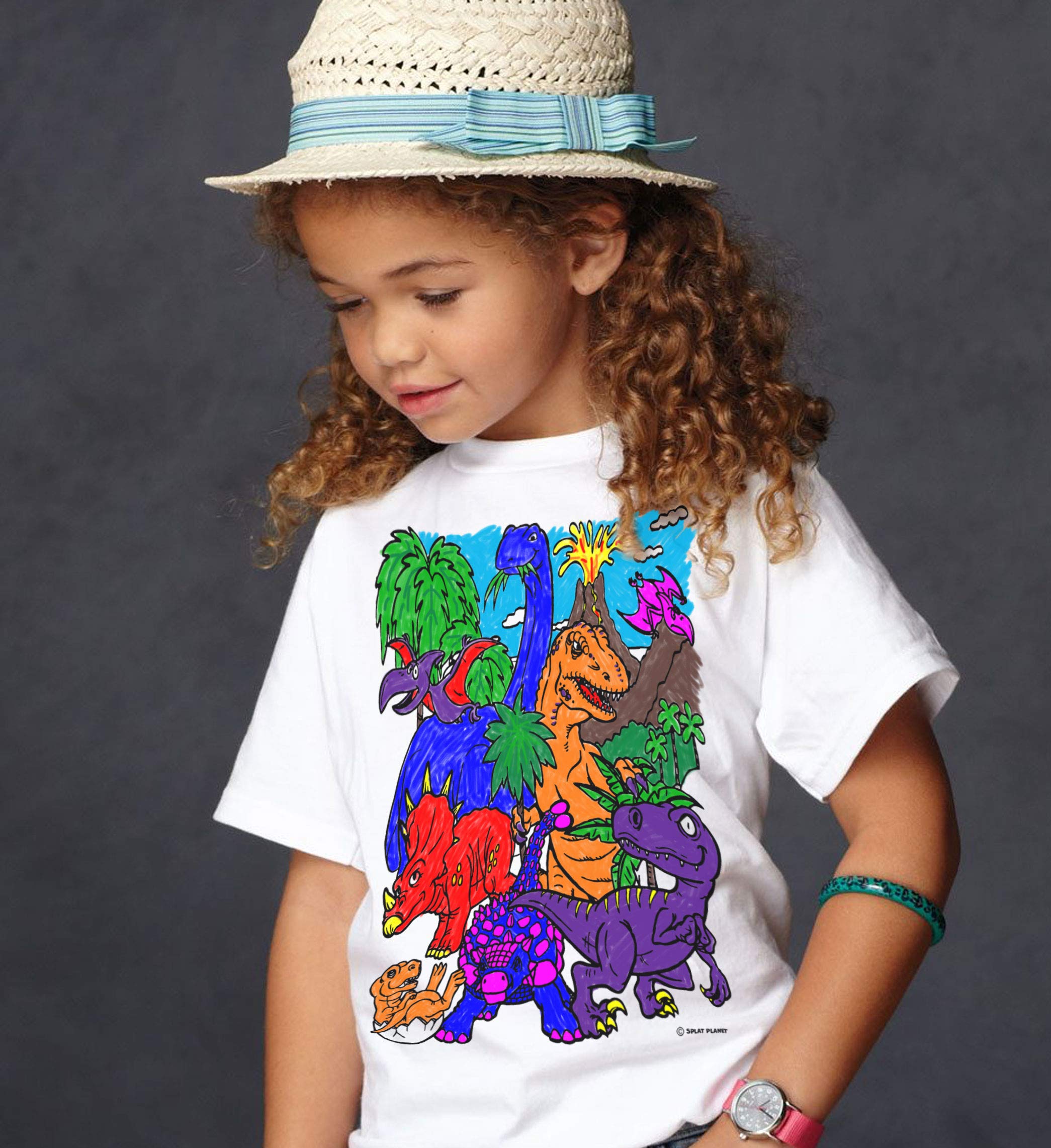 Dinosaur T-Rex Coloring T-Shirt with 10 Non-Toxic Washable Magic Pens - Reusable Kids Art Activity (Ages 3-4) - Perfect for Birthday Gifts, Creative Play & Preschool Learning
