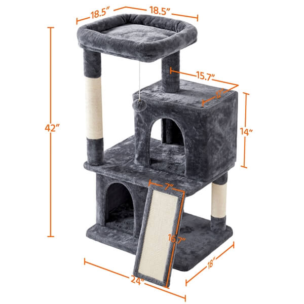 Yaheetech 42 Inch Cat Tree Tower with Scratching Posts & Perches - Multi-Level Cat Condo for Indoor Cats, Perfect for Play, Rest & Climbing - Durable Pet Furniture for Home, Apartment & Office Use