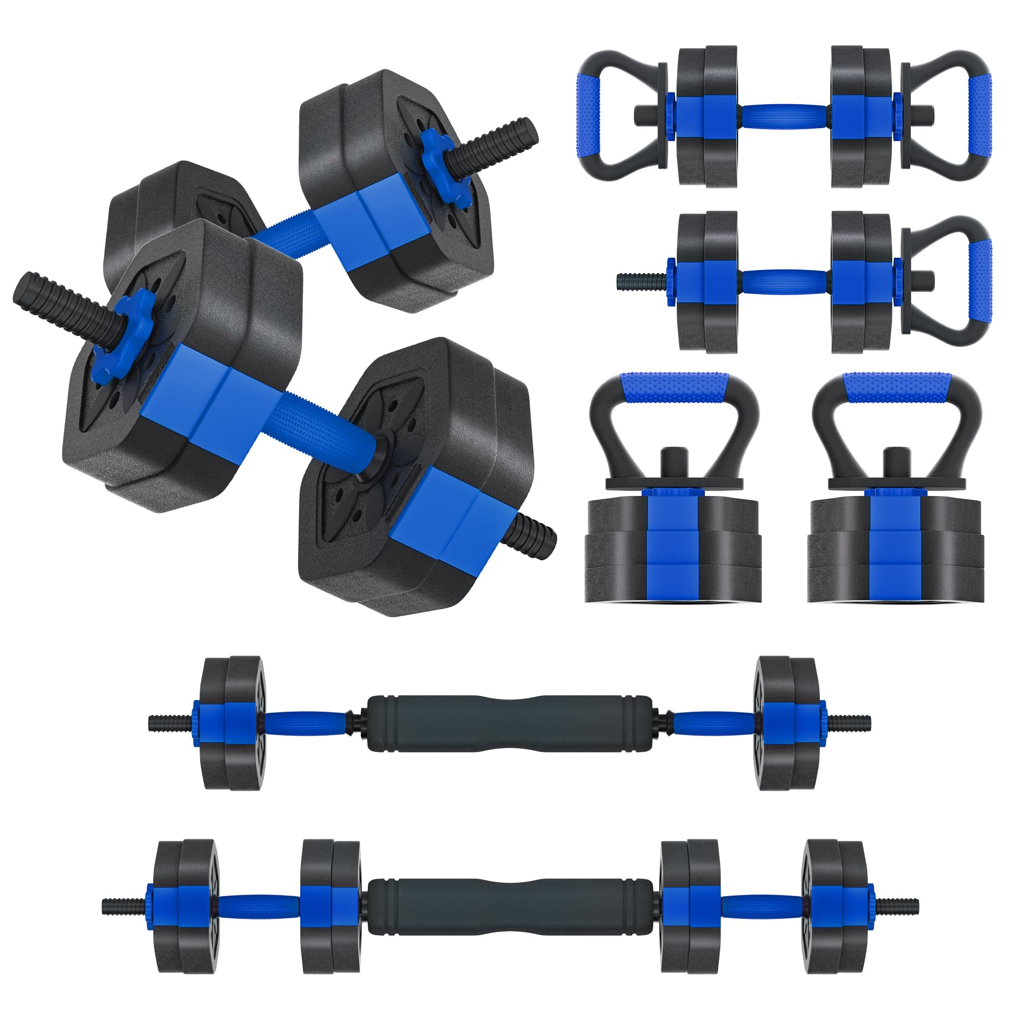 VIVITORY Adjustable Dumbbell Set with Connector - 5-25lbs Hexagonal Free Weights for Home Gym, Non-Slip Cement Mixture Design | Perfect for Strength Training, HIIT Workouts & Small Space Fitness