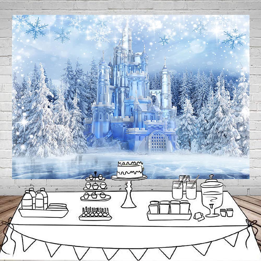 Frozen Wonderland Backdrop - Crystal Ice Castle Photography Background for Winter Party Decorations | Kids Photo Studio Props | Birthday, Christmas & Themed Events