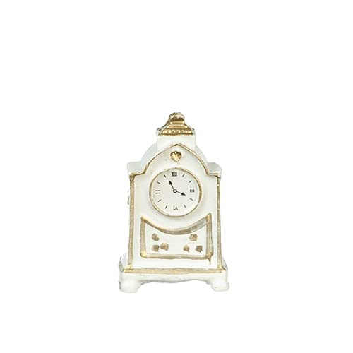 FactoryDirectCraft White Mantle Clock - Miniature Doll House Decor | Perfect for Victorian Dollhouses, Miniature Displays & Collectibles