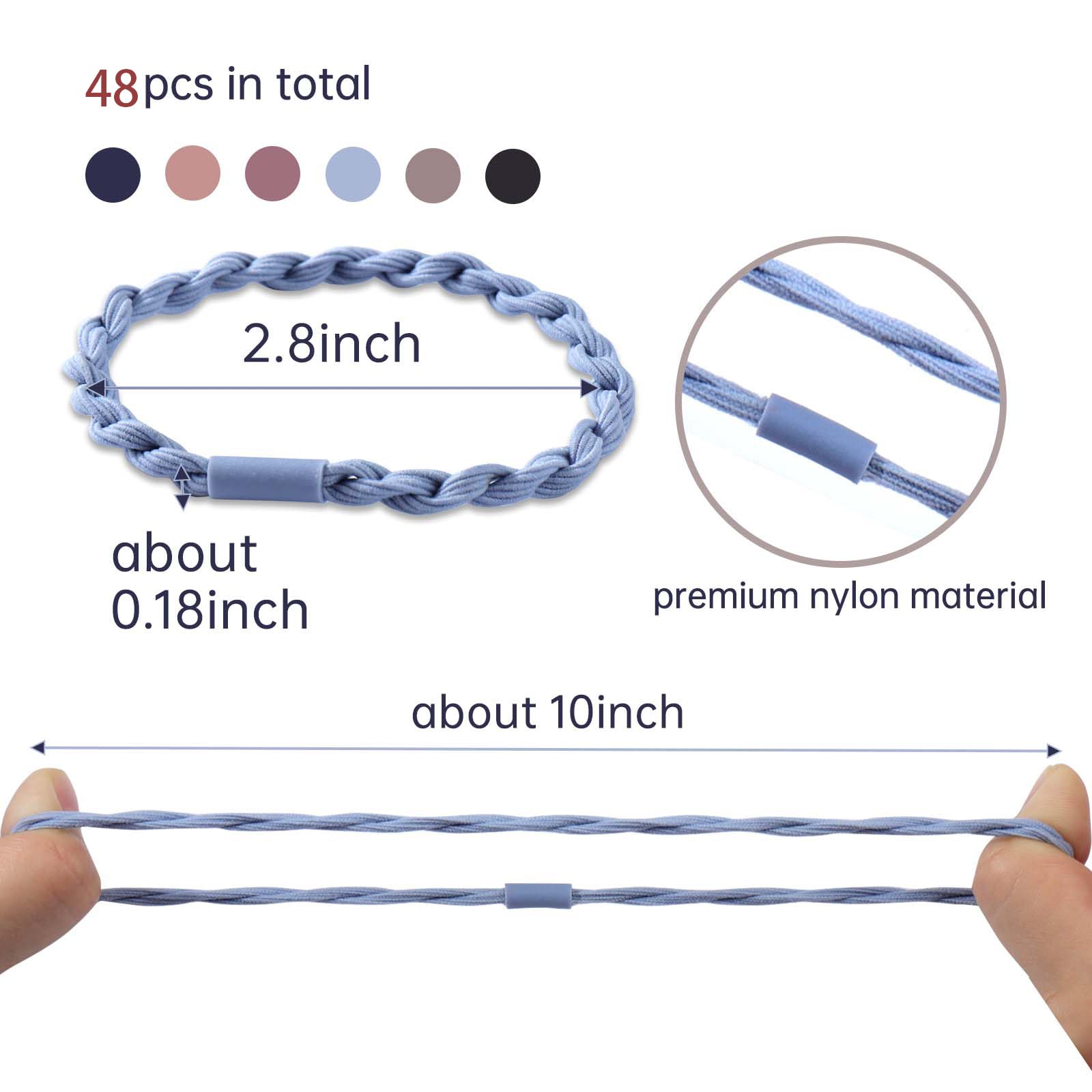 AIERSA 48 Pcs No Damage Hair Ties for Women - Soft Boho Hair Elastics for Thick & Thin Hair, Anti-Breakage Ponytail Holders, Tangle-Free Hair Bands Bulk (Perfect for Workouts, Yoga, Office & Everyday Styling)