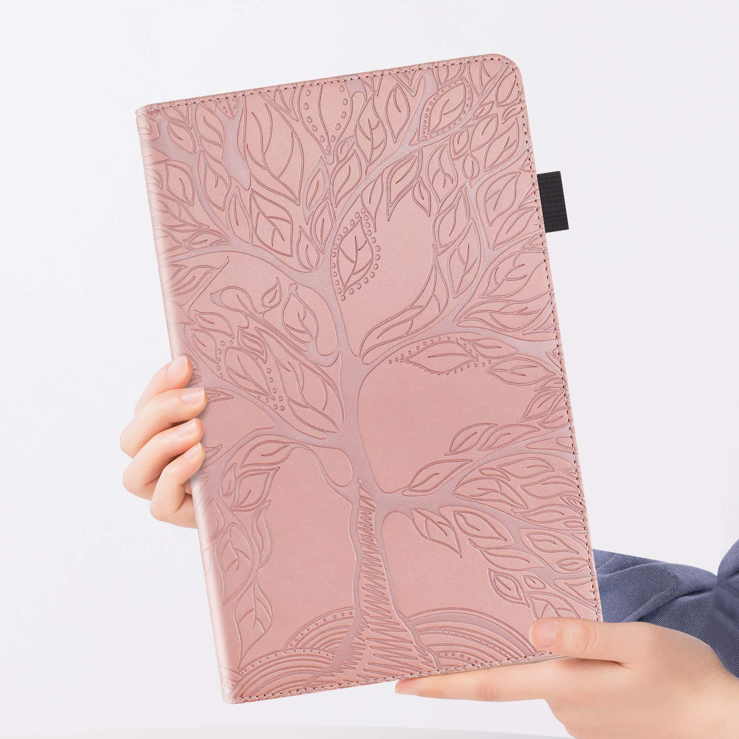 Premium PU Leather iPad 10th Generation Case (10.9 inch 2022) with Pencil Holder & Auto Sleep/Wake - Rose Gold Folio Cover with Multi-Angle Stand for Work, School & Travel Protection