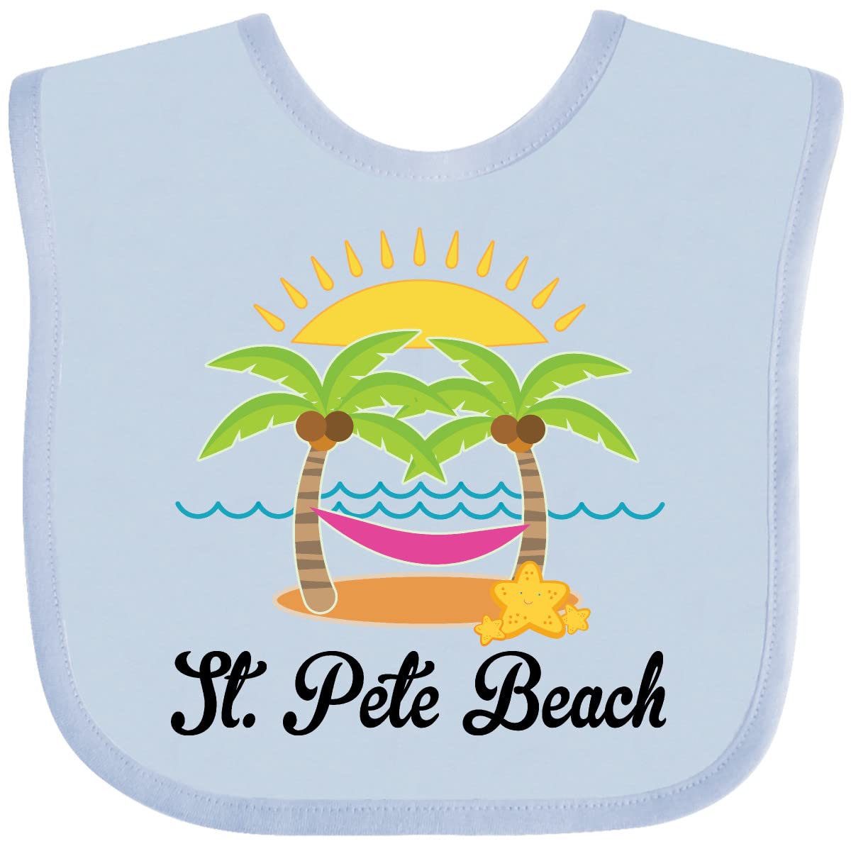St. Pete Beach Florida Vacation Baby Bib - Soft & Absorbent Cotton Infant Feeding Bib for Boys & Girls - Perfect for Beach Trips, Family Outings & Mealtime