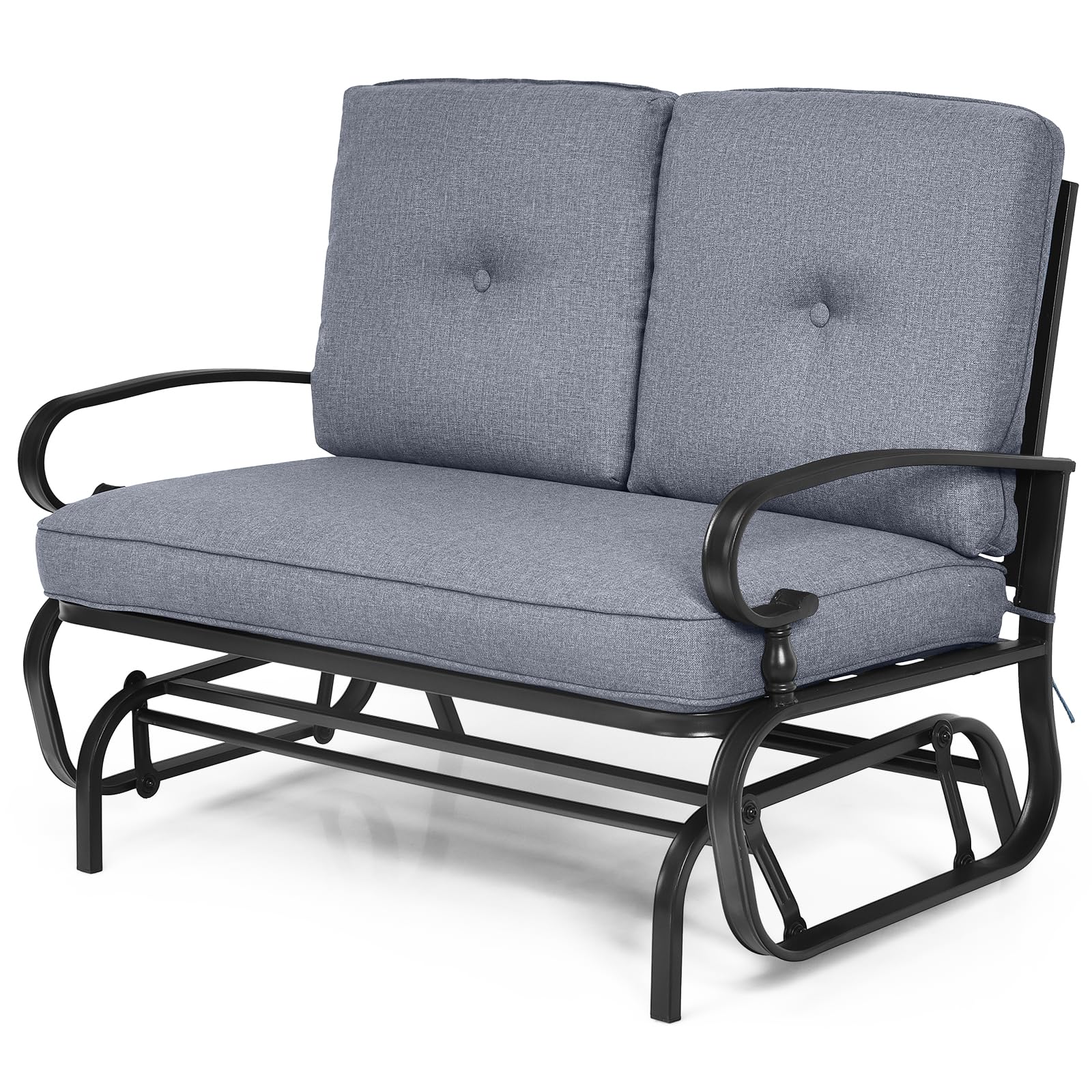 Tangkula 2-Person Outdoor Swing Glider Chair - Patio Loveseat with Steel Frame & Comfortable Cushions - Perfect for Garden, Porch, Balcony & Poolside Relaxation (Grey) - Ideal for Backyard Lounging, Sunset Watching & Outdoor Conversations