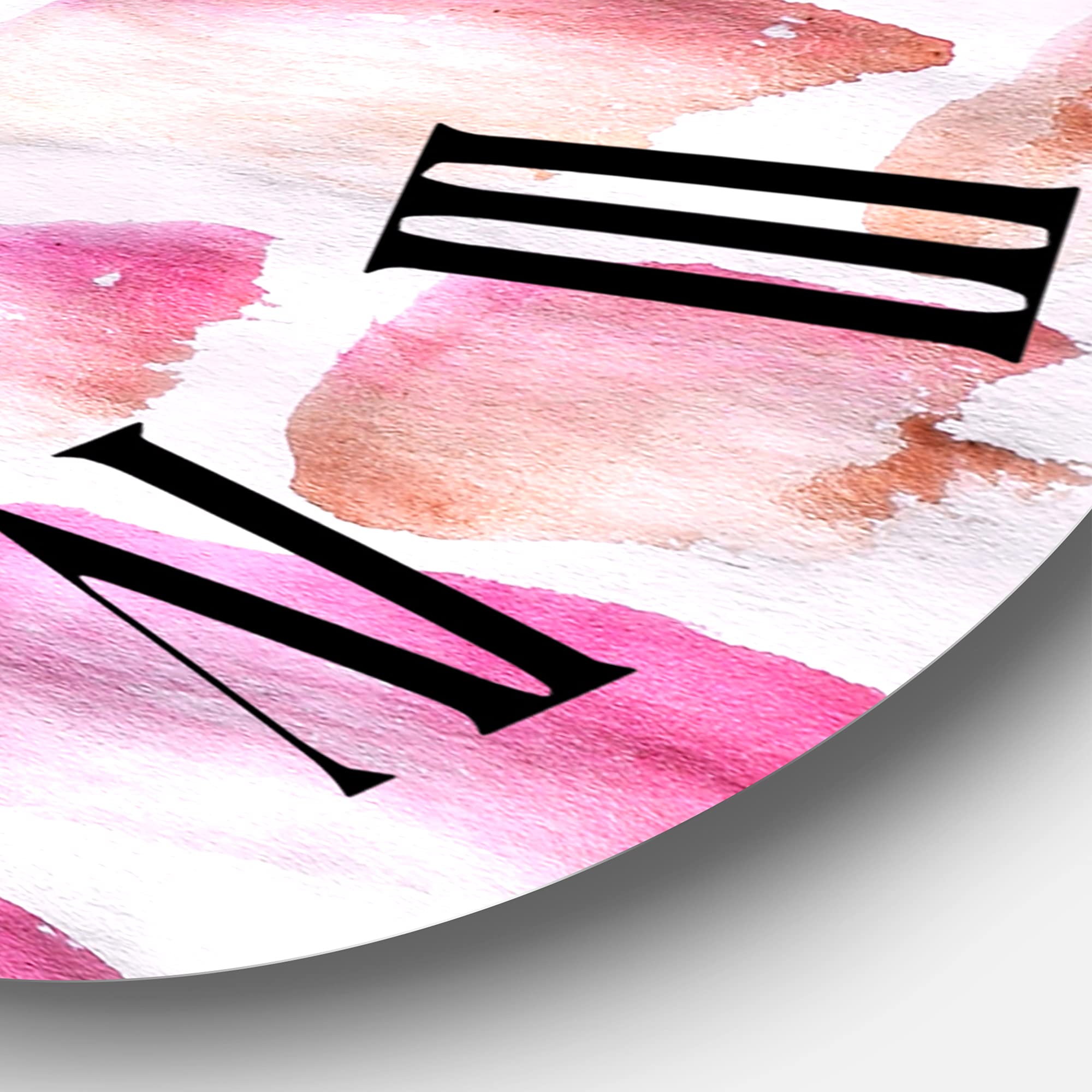 DesignQ Modern Abstract Wall Clock - Pink & Dark Yellow Brush Art, Large Fractal Wall Decor for Living Room, Bedroom, Office | Perfect for Home & Office Décor
